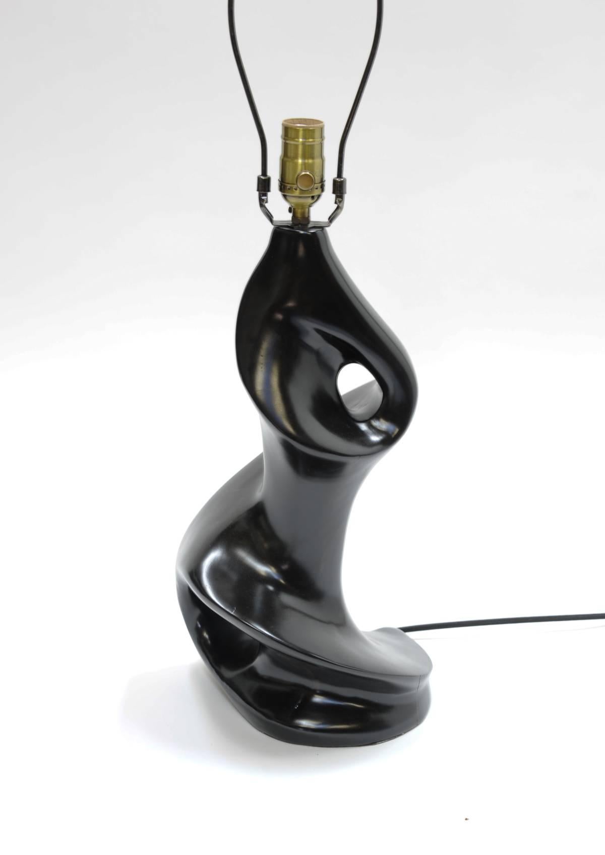 Wood Pair of Sensual Lamps in the Manner of Paul Laszlo