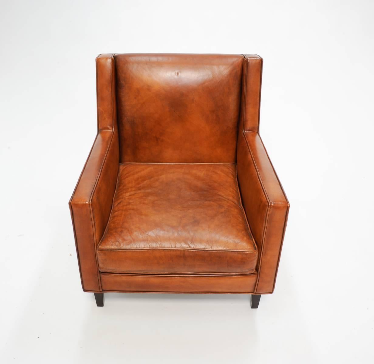 Mid-20th Century Stylish and Comfortable Pair of Edward Wormley for Dunbar Leather Club Chairs