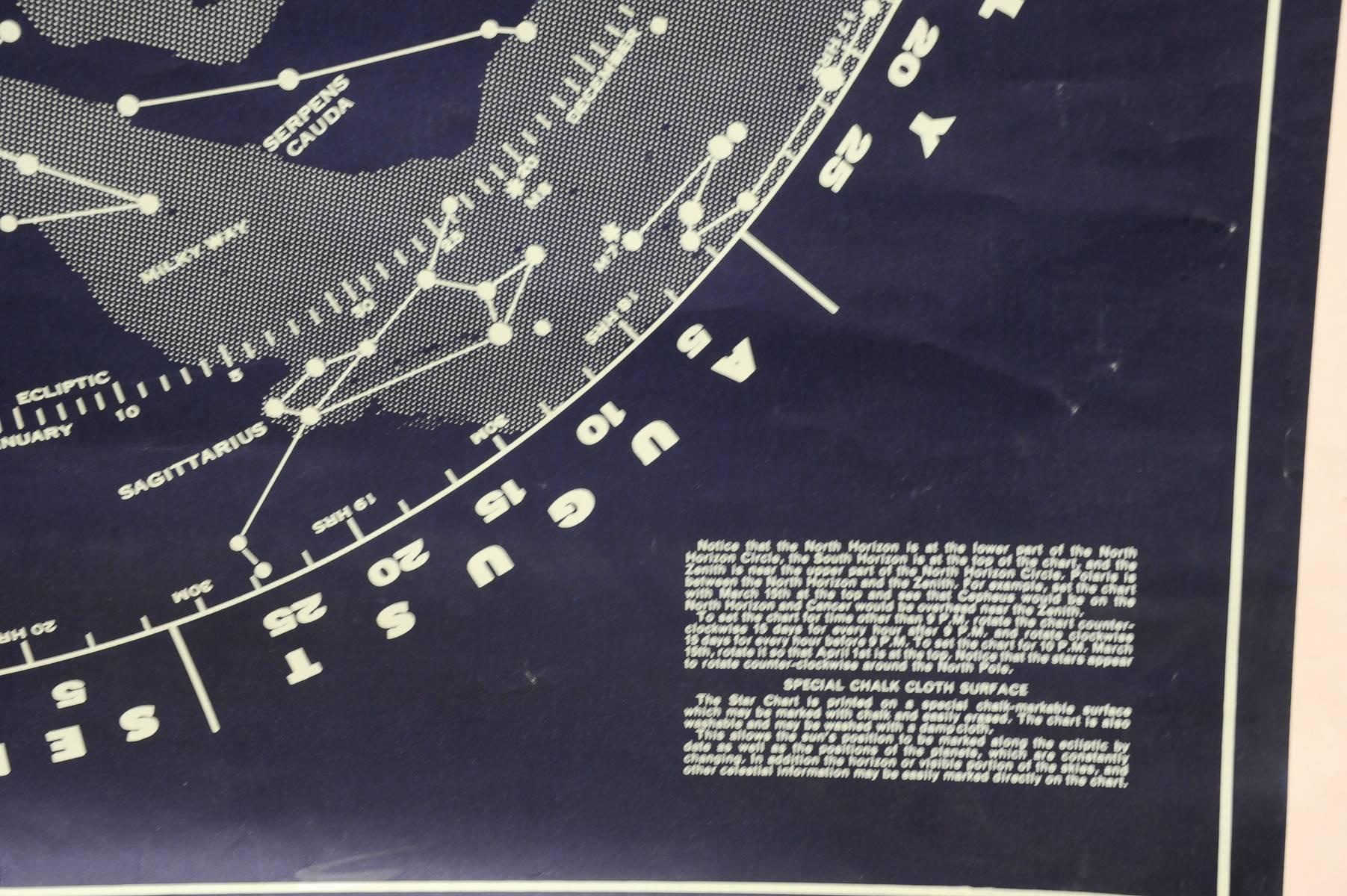 Mid-Century Modern 1950s Chalkable Northern Sky Star Map