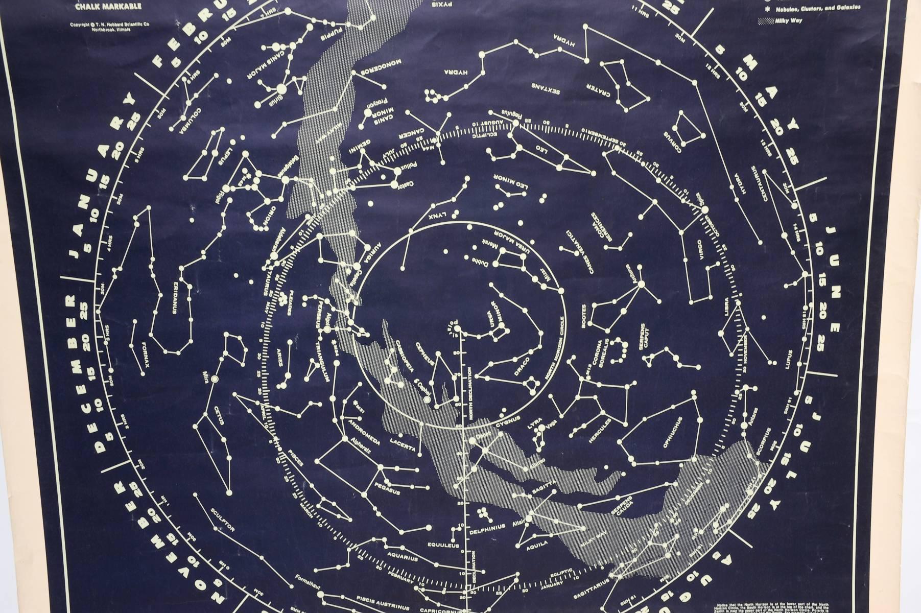 Mid-20th Century 1950s Chalkable Northern Sky Star Map