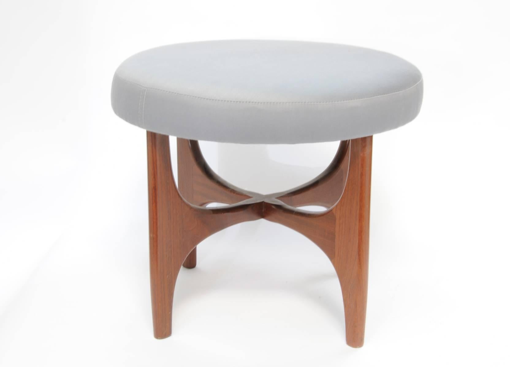 American Pair of Walnut Stools with Upholstered Tops