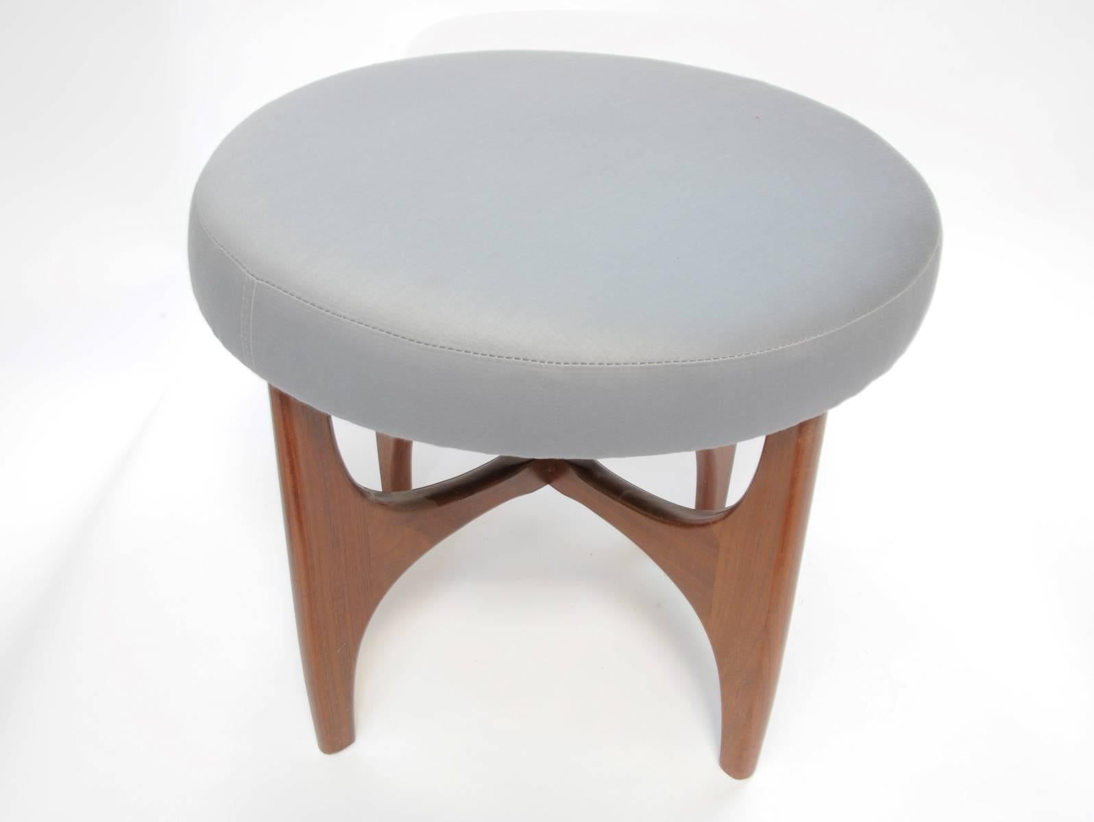 Pair of Walnut Stools with Upholstered Tops In Good Condition In Portland, OR