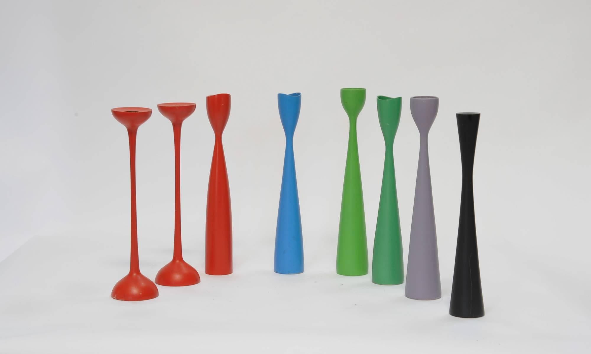 Mid-Century Modern 33 Danish Candle Stick Collection in a Rainbow of Shapes and Colors