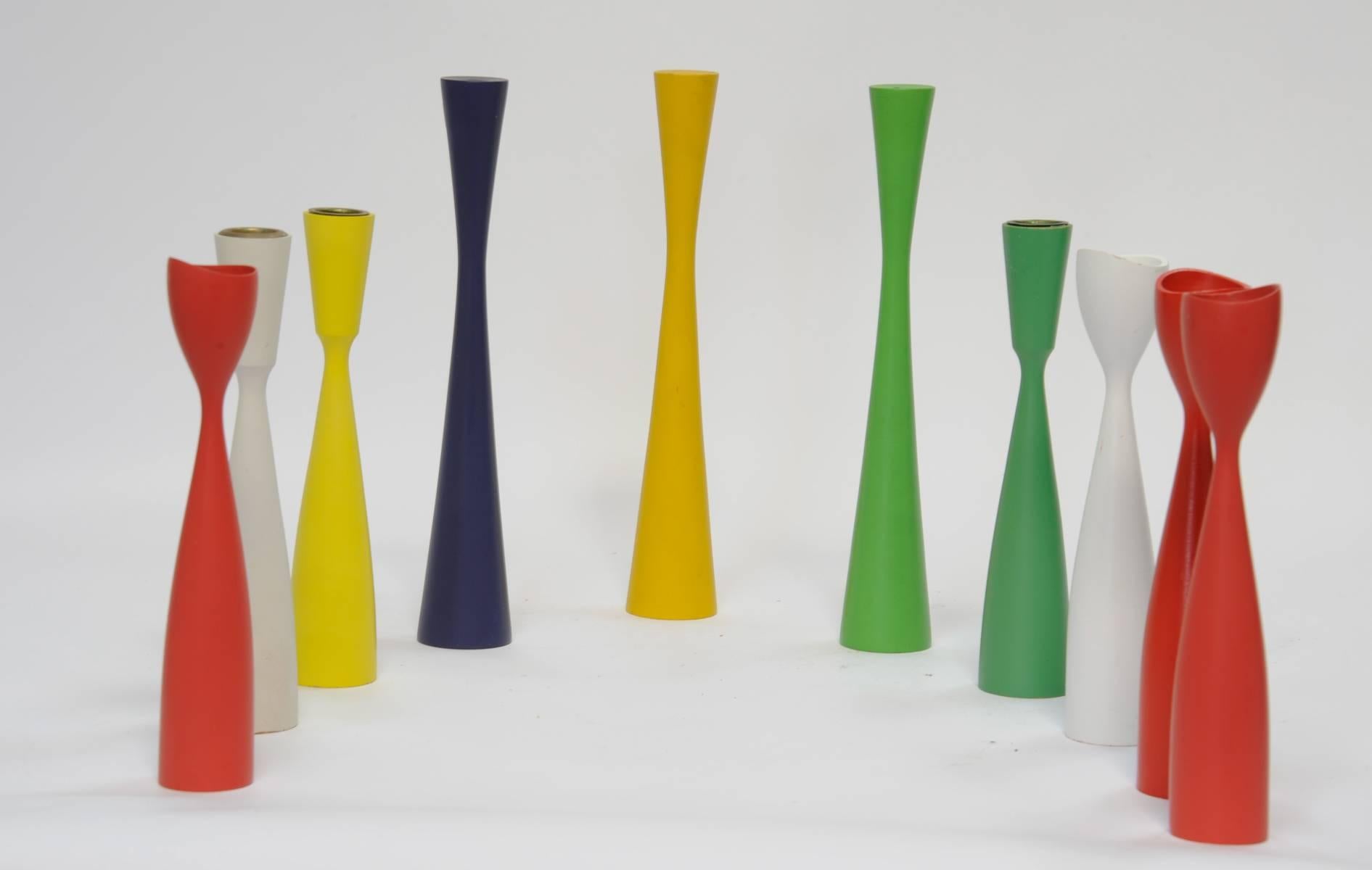 33 Danish Candle Stick Collection in a Rainbow of Shapes and Colors In Good Condition In Portland, OR