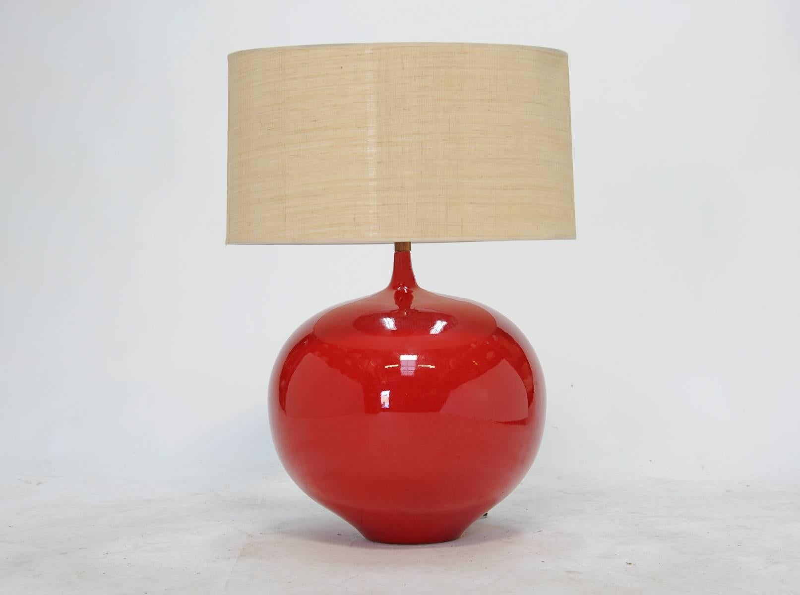 Wonderful red apple ceramic Danish extra large lamp. This is a beautiful lamp for a home or office.sold without the shade.