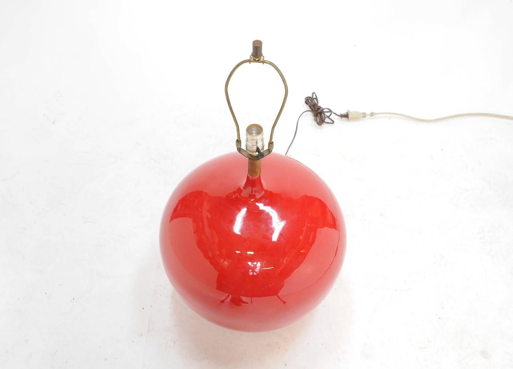 Mid-Century Modern Wonderful Red Apple Monumental Ceramic Danish Lamp