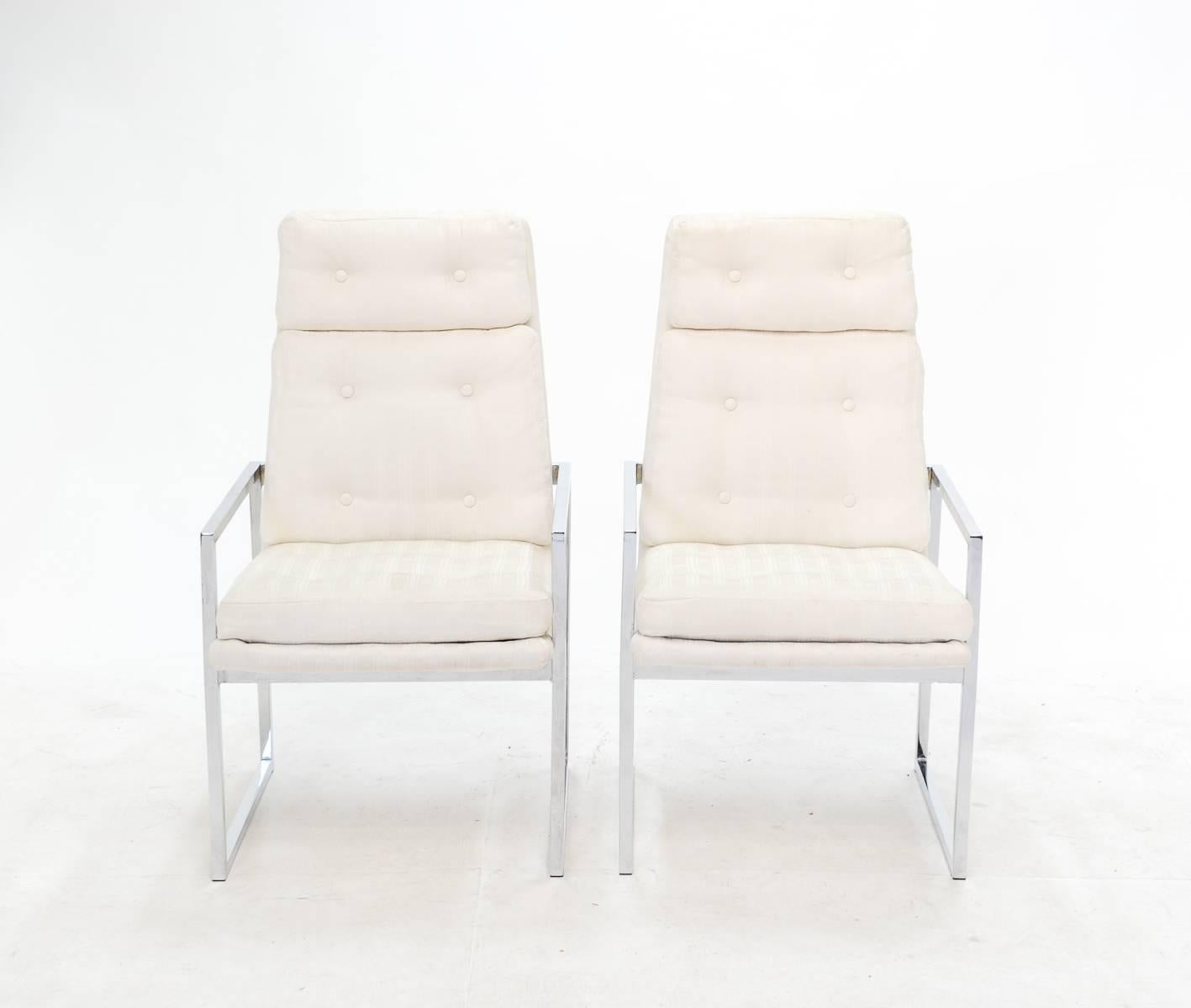 Chrome Six Grand and Comfortable Chairs in the Manner of Milo Baughman For Sale