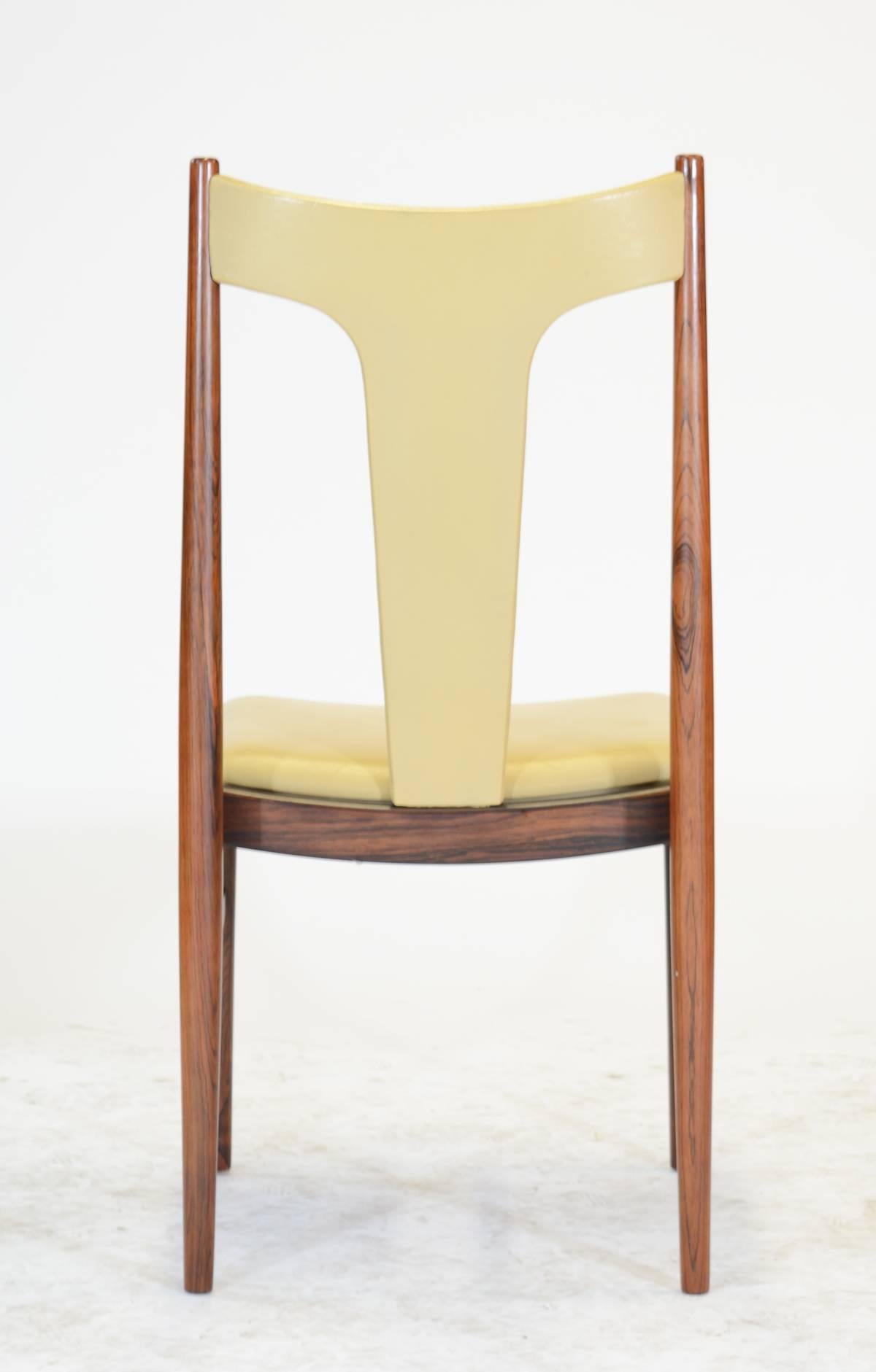 Six Rosewood Dining Chairs in Leather by Arne Vodder for Sibast of Denmark 1