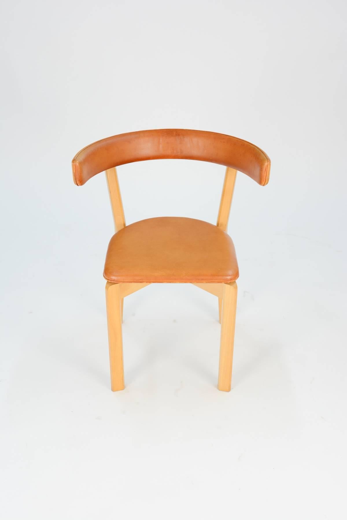 Mid-Century Modern Up to 3 Jorgen Gammelgaard Surround Back Dining Chairs in Congac Leather