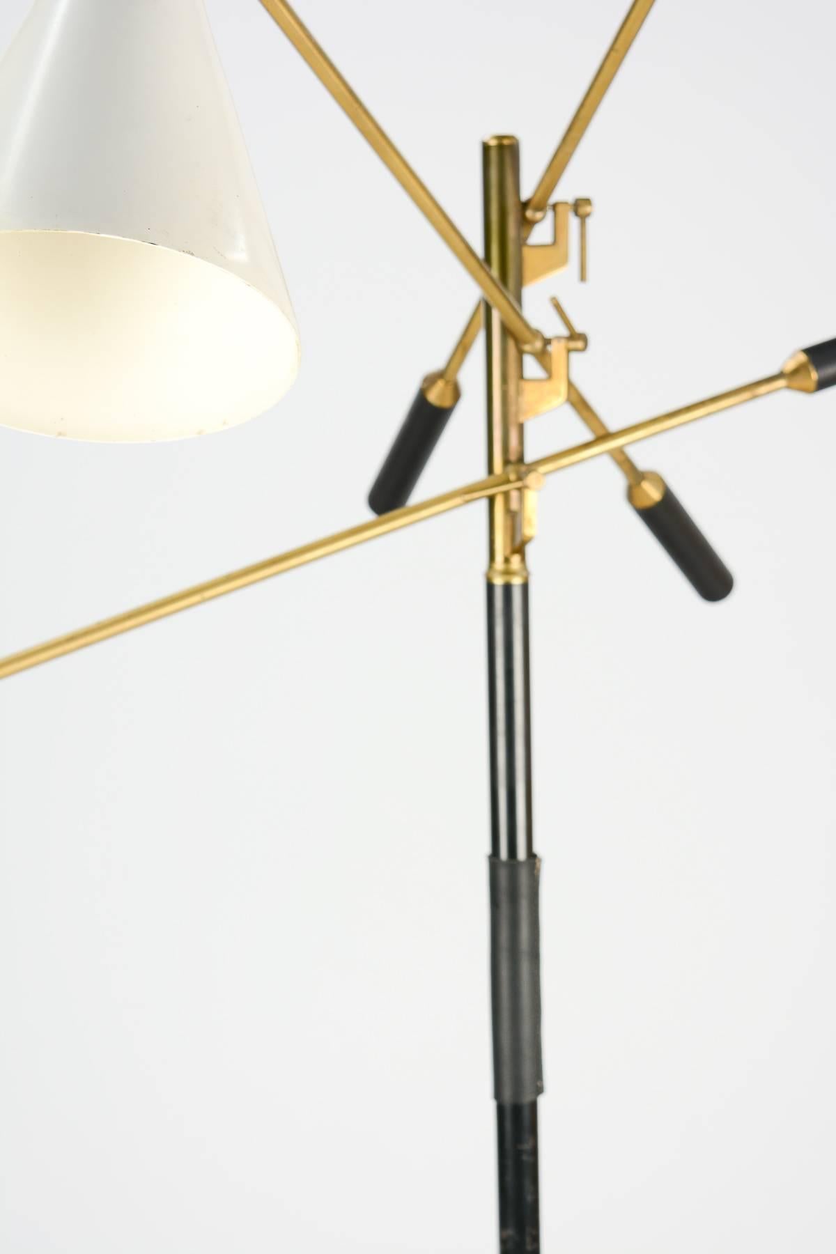 Finely Detailed Floor Lamp with Brass Arms and Italian Marble Base For Sale 1