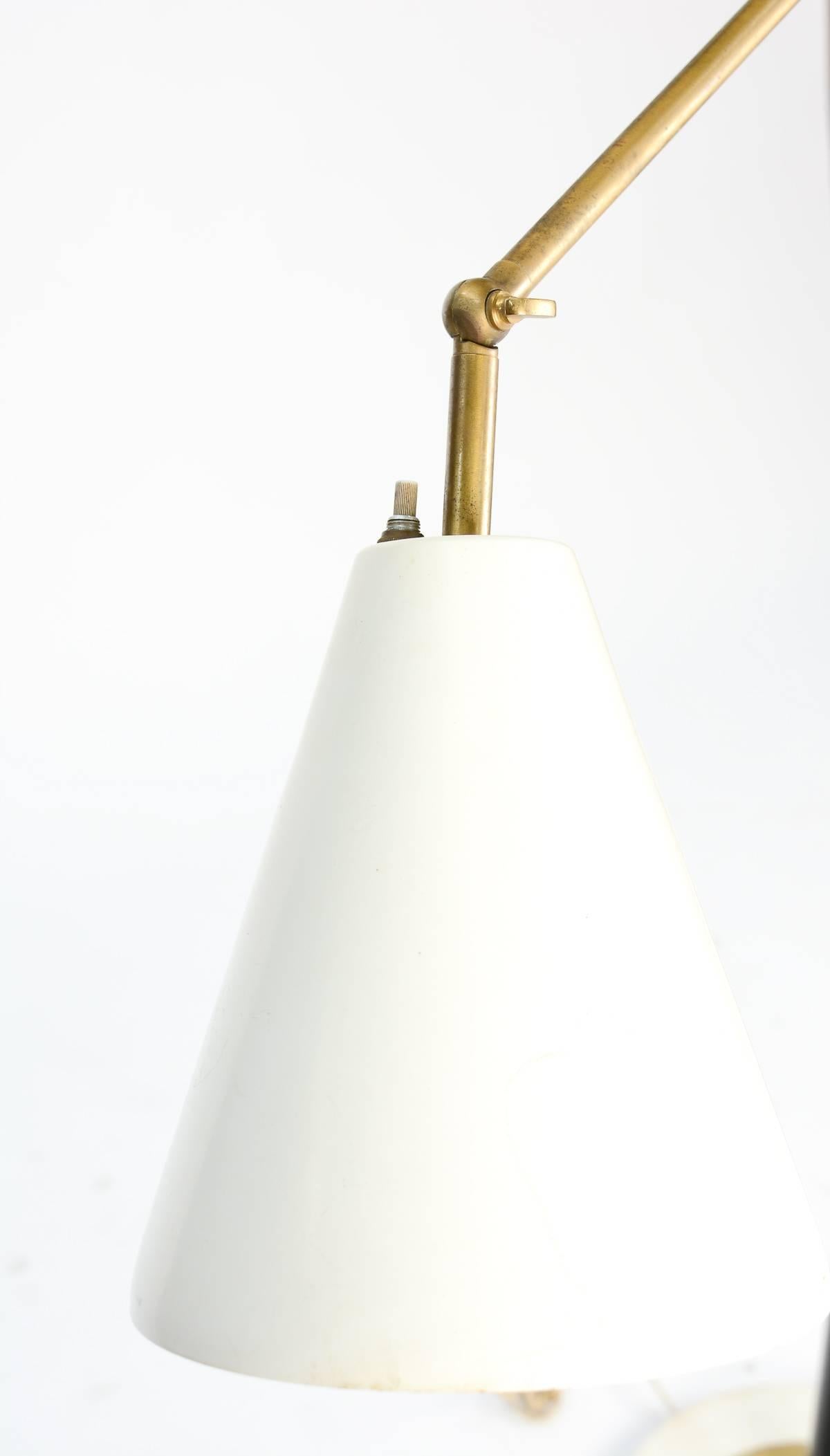 Finely Detailed Floor Lamp with Brass Arms and Italian Marble Base For Sale 2