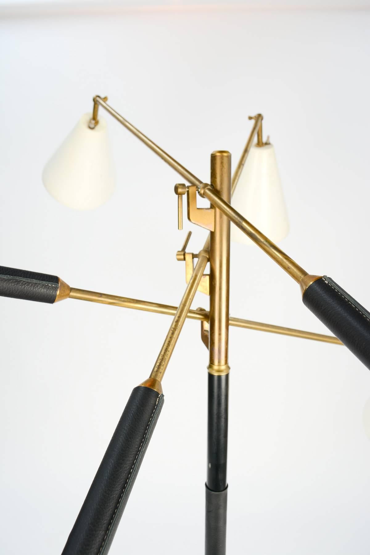 Finely Detailed Floor Lamp with Brass Arms and Italian Marble Base For Sale 3