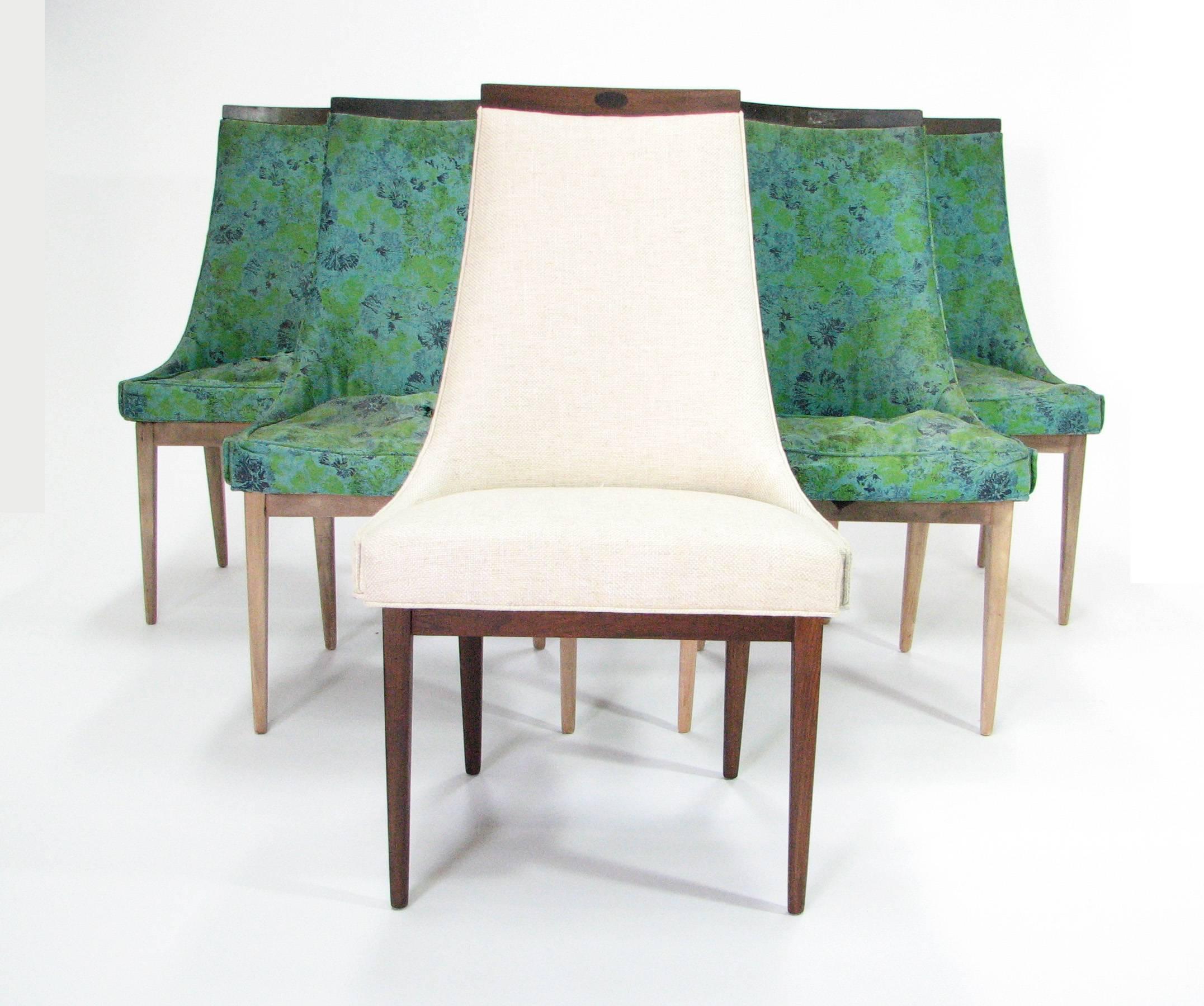 Six Mid-Century Walnut Dining Chairs after Adrian Pearsall For Sale 2