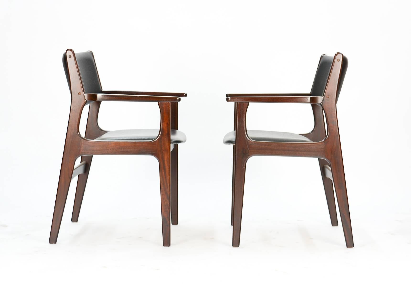 Scandinavian Modern  A Set of 6 Armchairs by Rosewood Designer Erik Buch for Orum Mobler