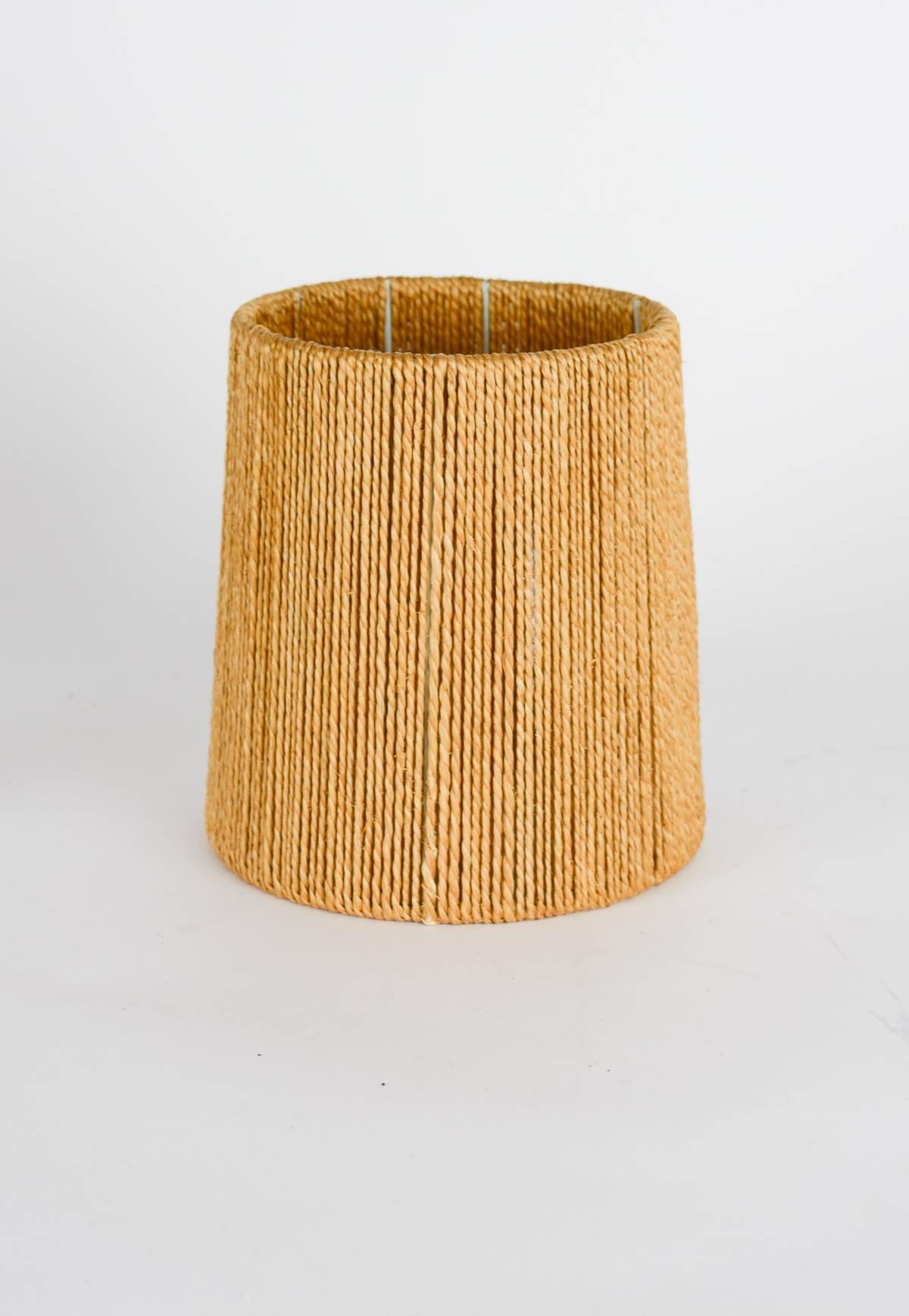 Danish Petite Teak Lamp with a Jute Strand Shade by Jørgen Gammelgaard