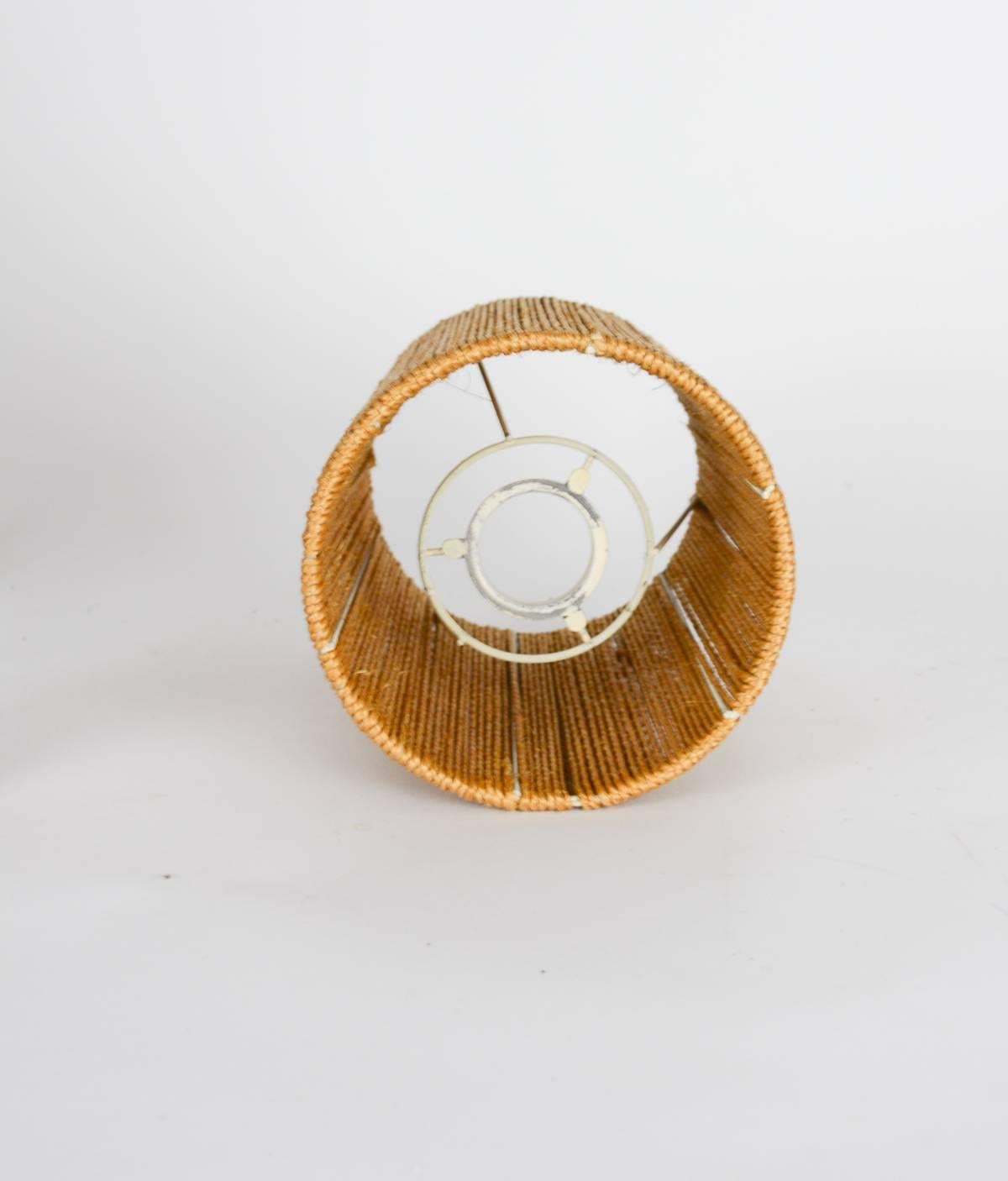 Petite Teak Lamp with a Jute Strand Shade by Jørgen Gammelgaard In Good Condition In Portland, OR