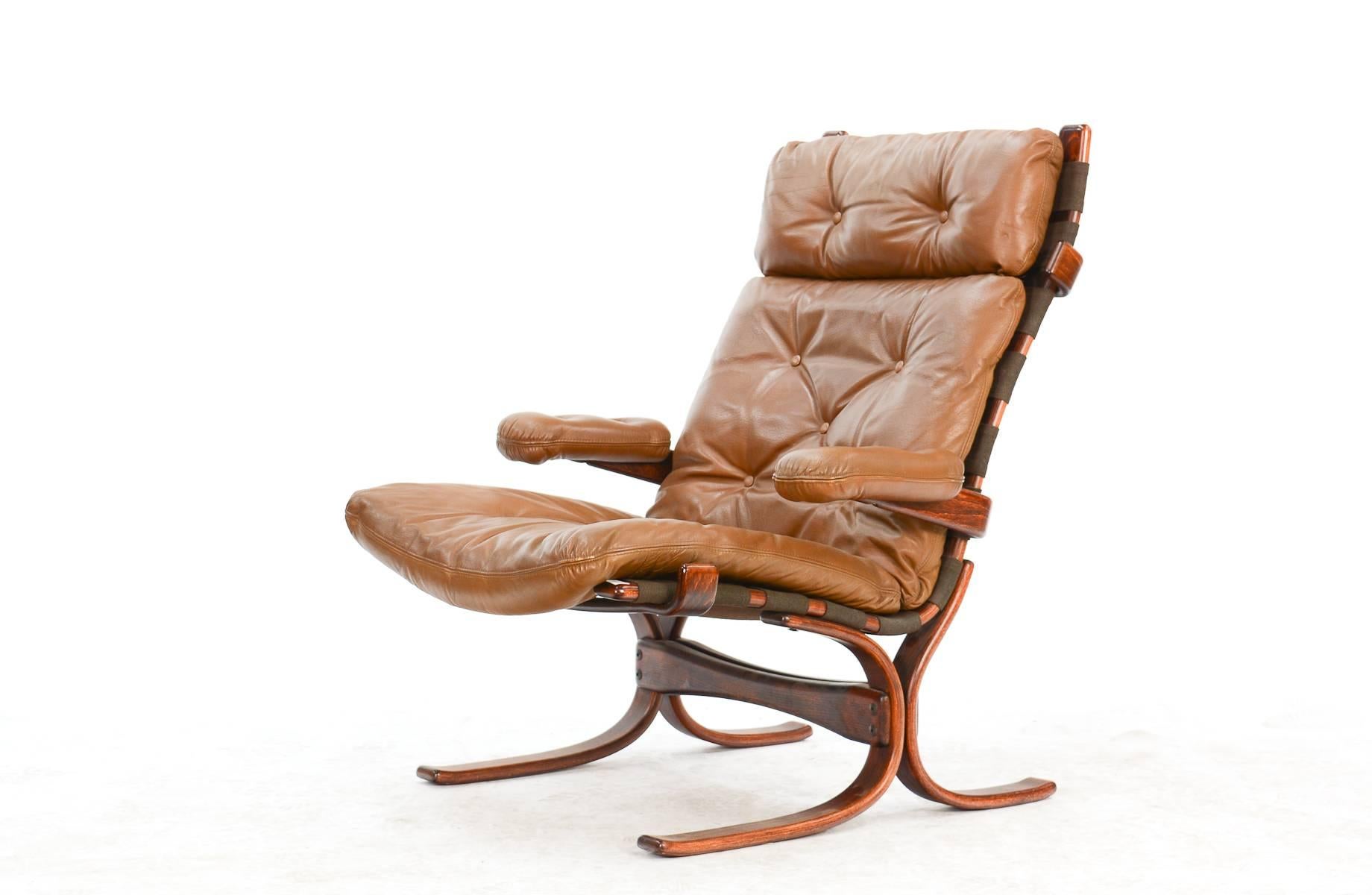 Scandinavian Modern High-Back Sling Club Chairs After Ingmar Rellings with Suspension Frames & Arms