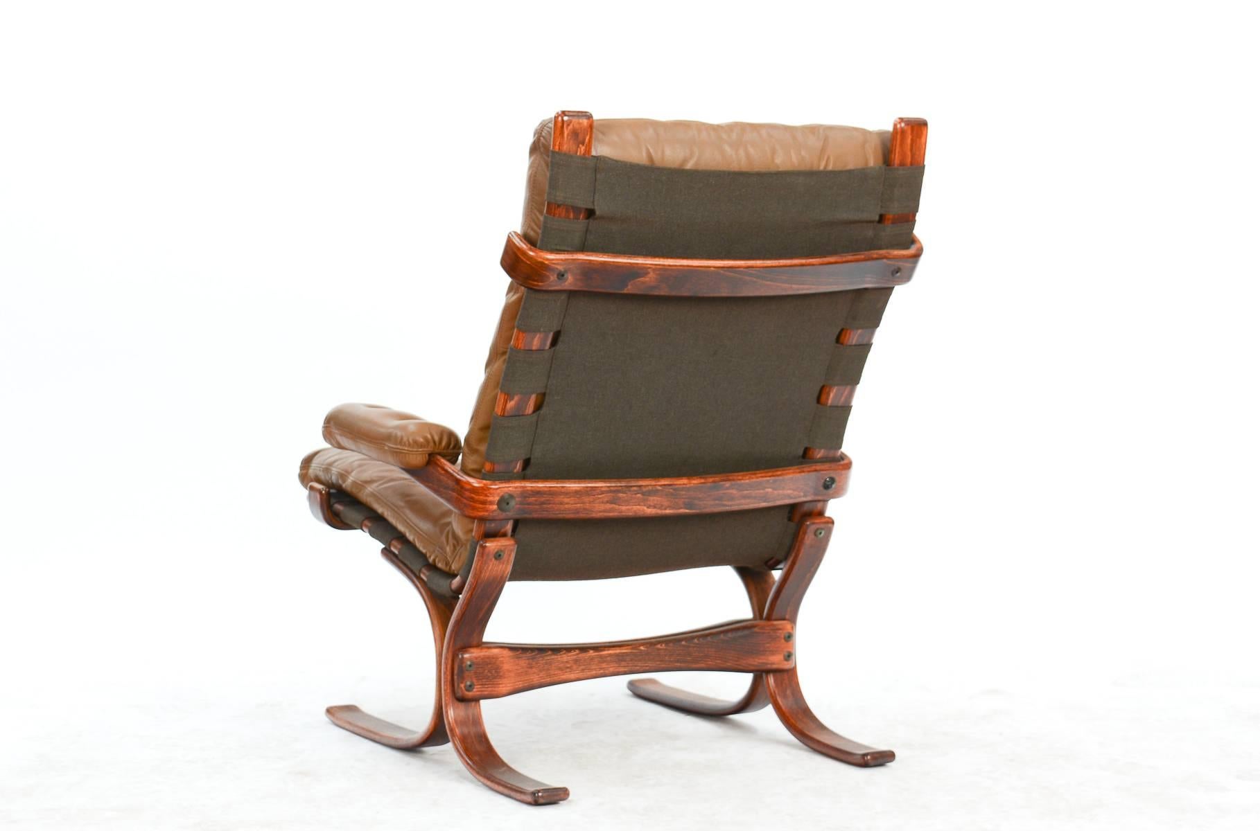 Norwegian High-Back Sling Club Chairs After Ingmar Rellings with Suspension Frames & Arms