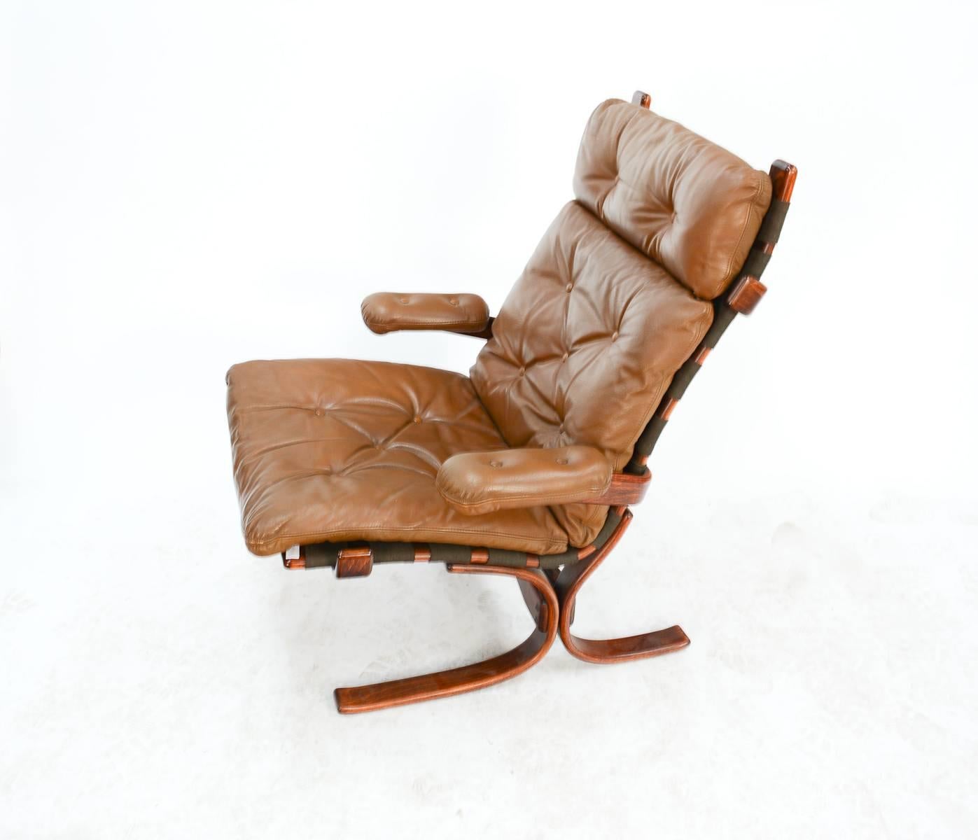 Beech High-Back Sling Club Chairs After Ingmar Rellings with Suspension Frames & Arms