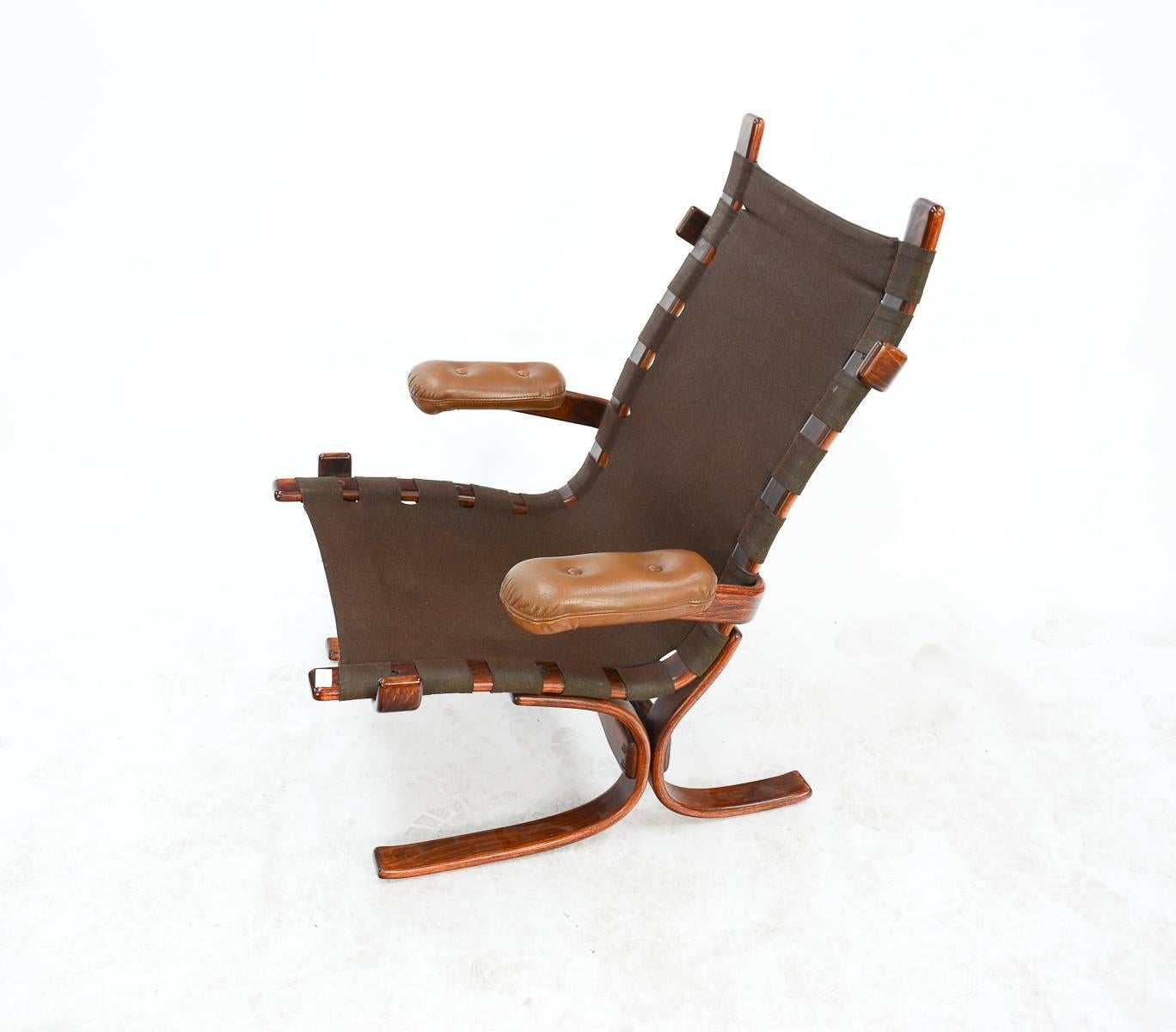 High-Back Sling Club Chairs After Ingmar Rellings with Suspension Frames & Arms 1