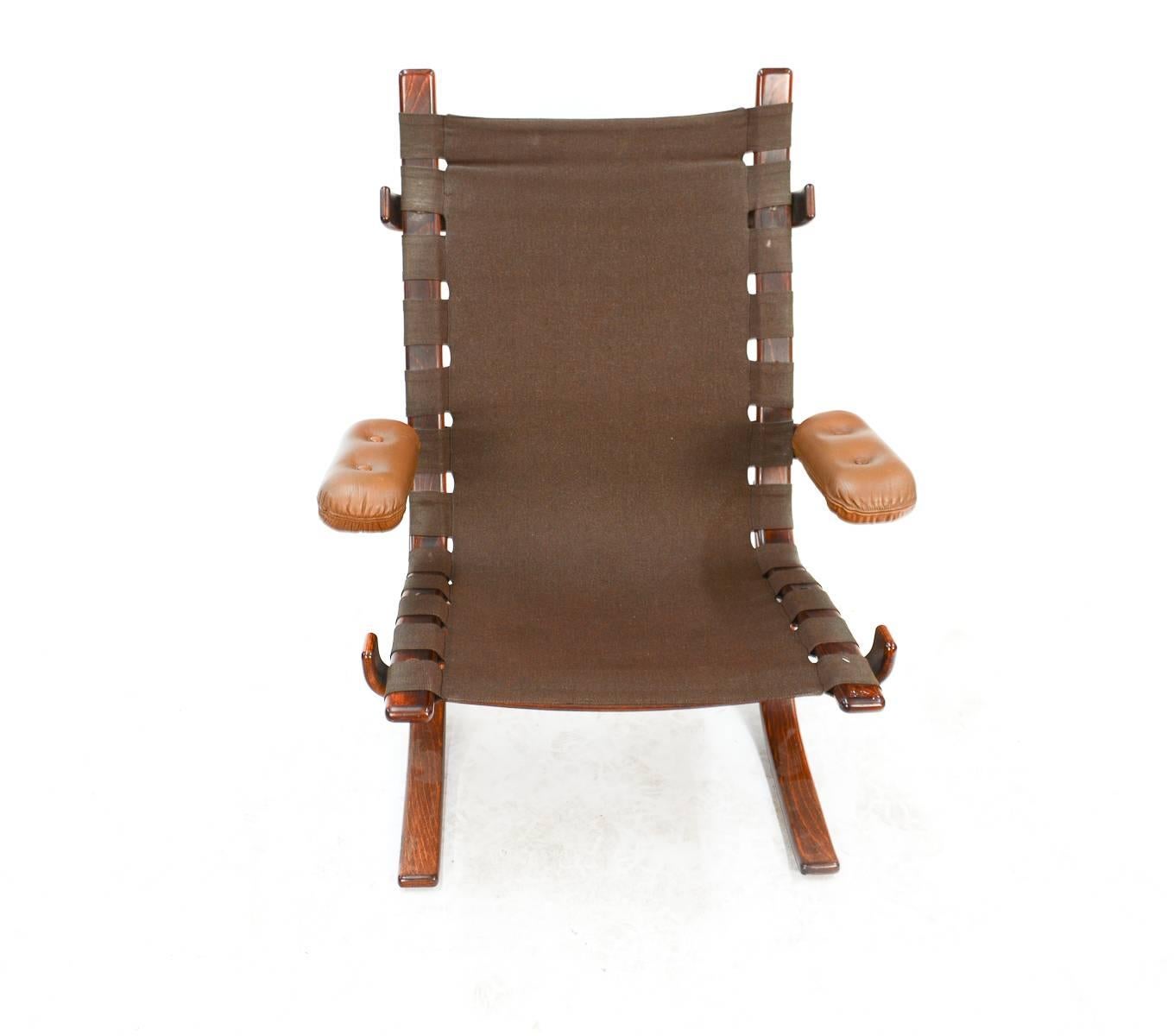 High-Back Sling Club Chairs After Ingmar Rellings with Suspension Frames & Arms 2