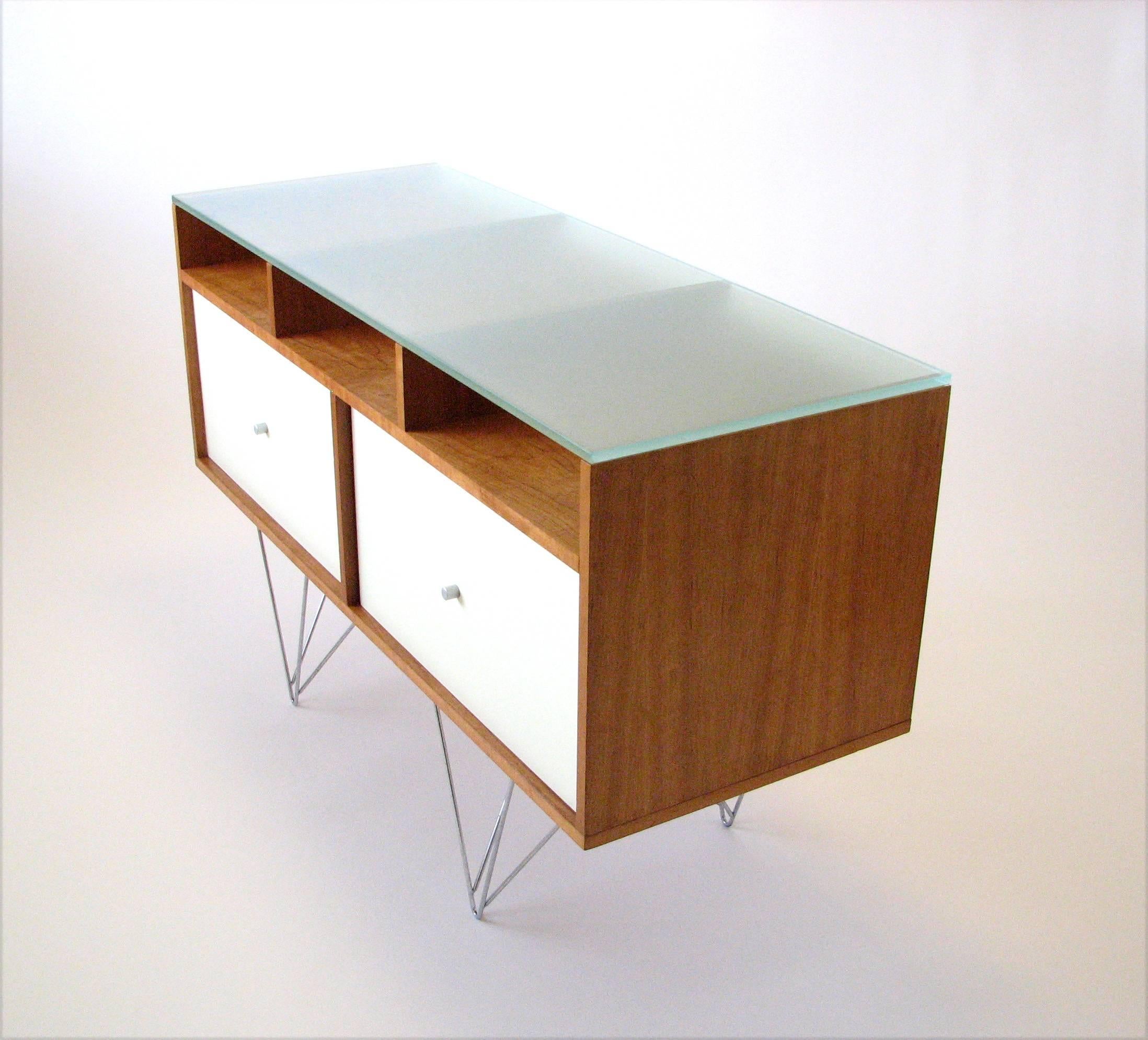 Frosted Glass Top Credenza or Bar Service by Bobo Modern Living