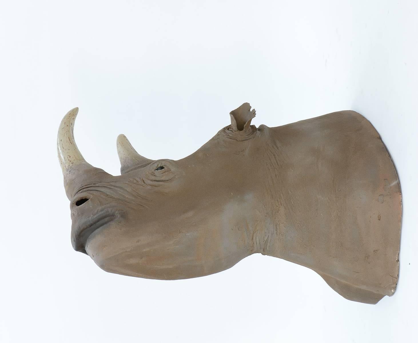 British 1950s Museum Full Scale African Black Rhinoceros Model