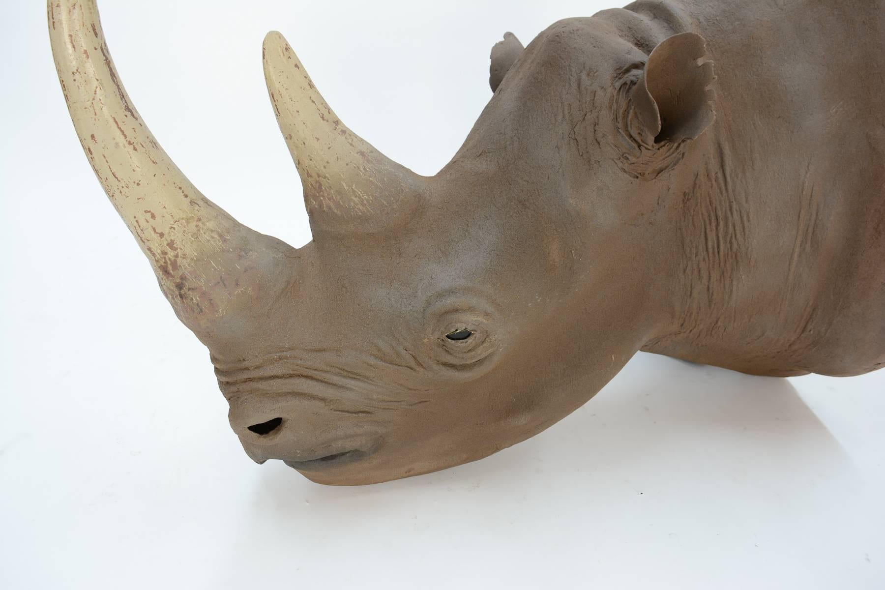 1950s Museum Full Scale African Black Rhinoceros Model 1