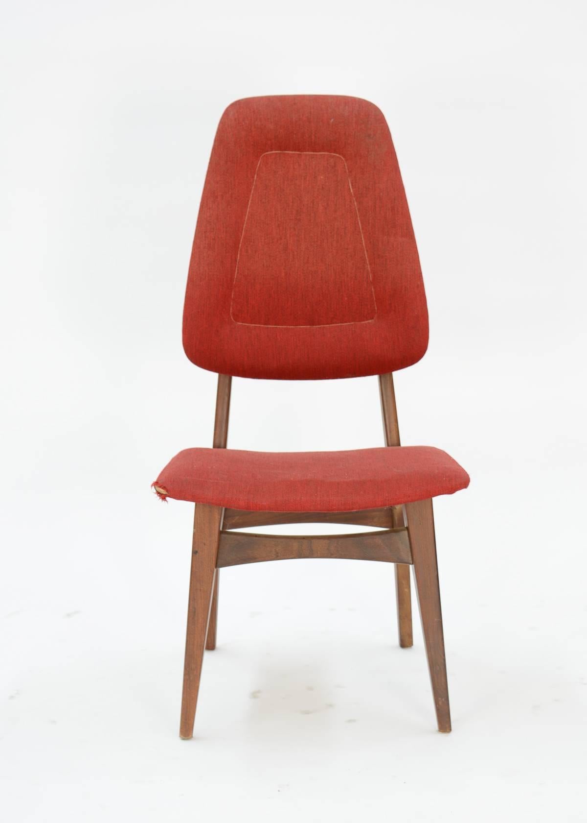 Scandinavian Modern Up to 10 Sorheim Bruk High Back Dining Chairs with Walnut Frames 1960 For Sale