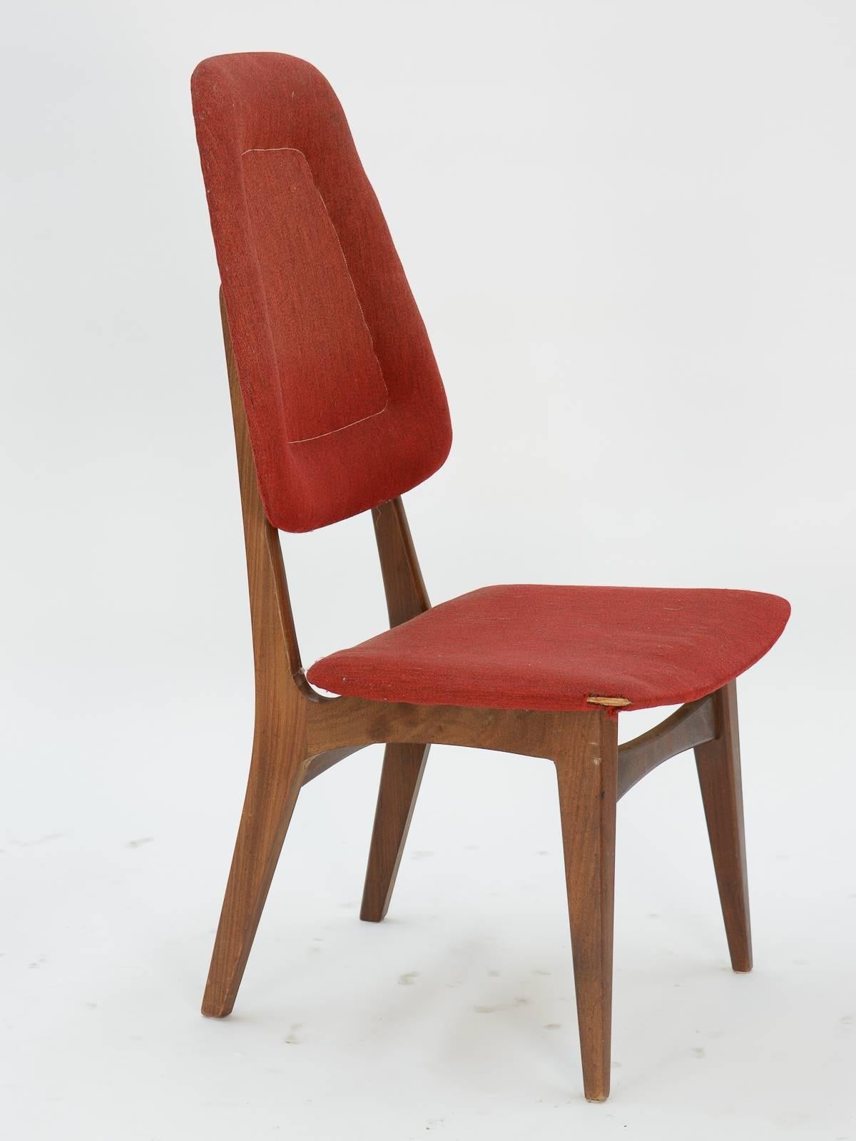 Up to 10 Sorheim Bruk High Back Dining Chairs with Walnut Frames 1960 In Good Condition For Sale In Portland, OR