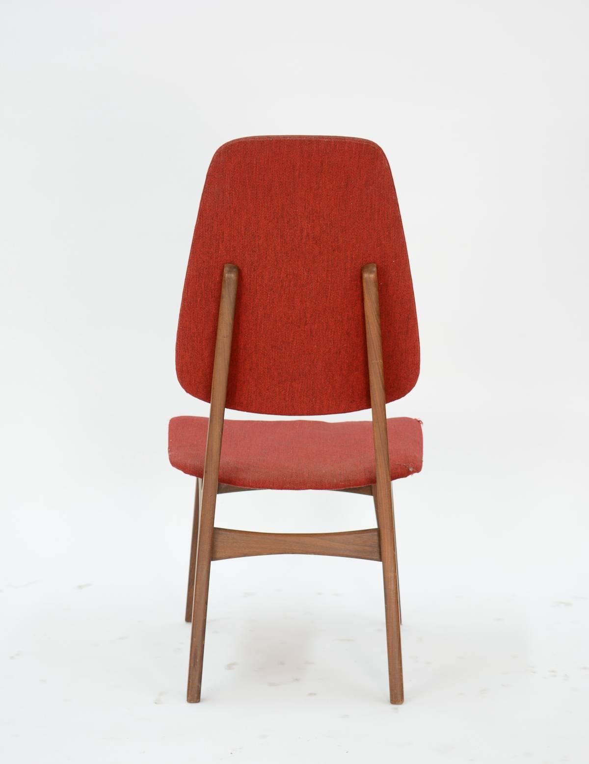 Mid-20th Century Up to 10 Sorheim Bruk High Back Dining Chairs with Walnut Frames 1960 For Sale