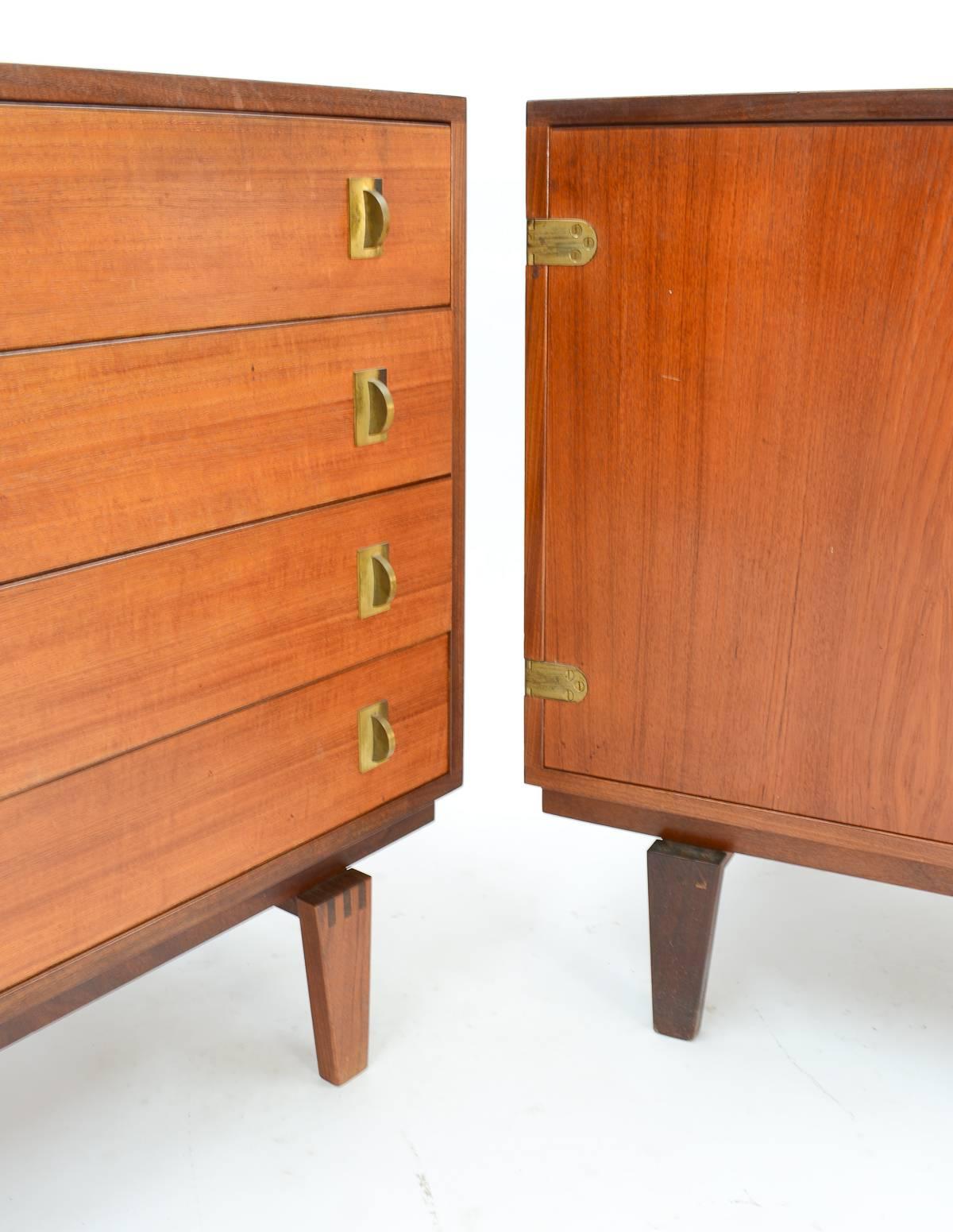 Mid-20th Century Pair of Finely Detailed Matching Peter Lovig Nielsen Credenzas with Brass Pulls