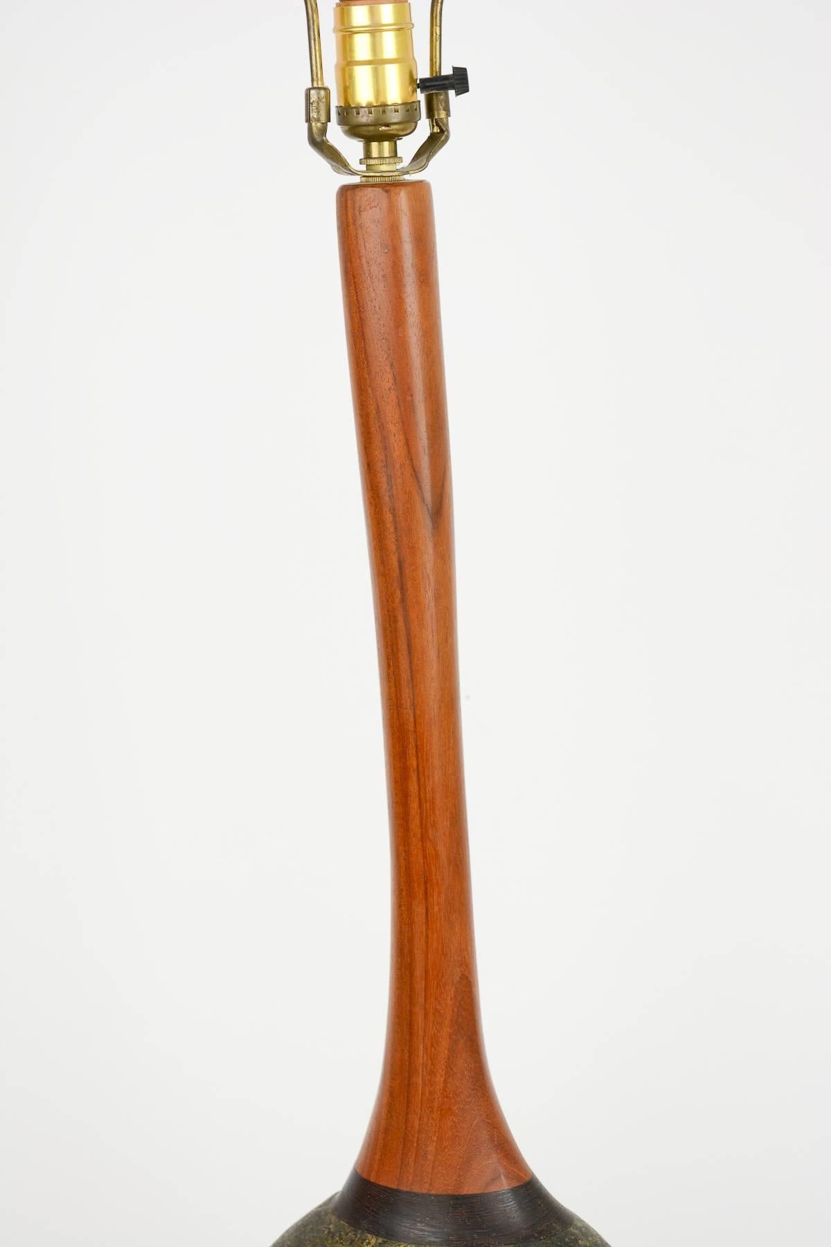 Stone Lamp with Teak Stem in the Manner of J.B. Blunk For Sale 2