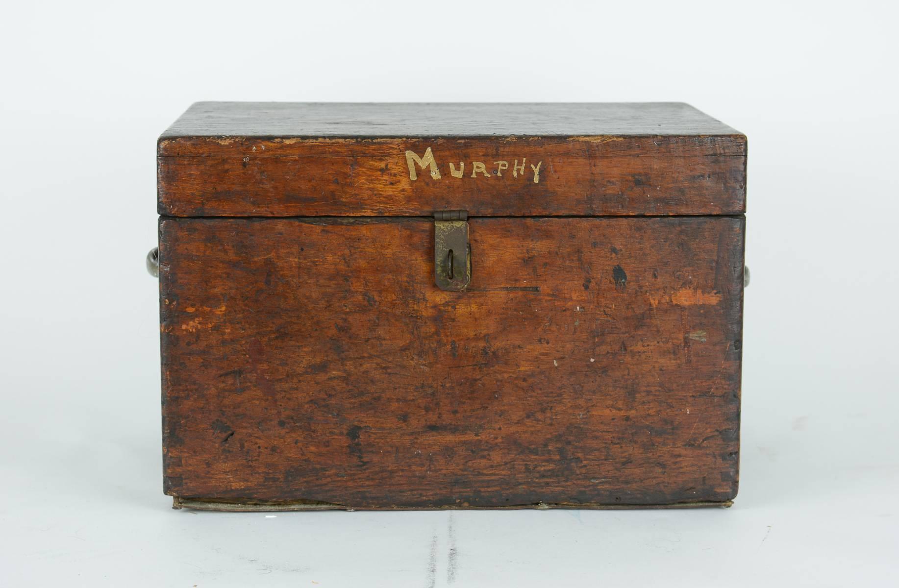 A 1920s painter's chest labeled 