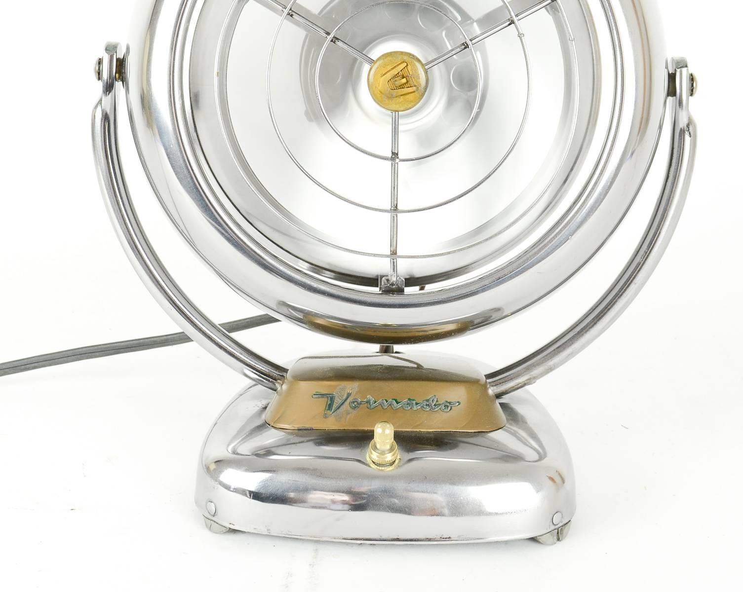 1950s Wall or Desk Polished Vorando 16C2-1 Single Speed Fan 1