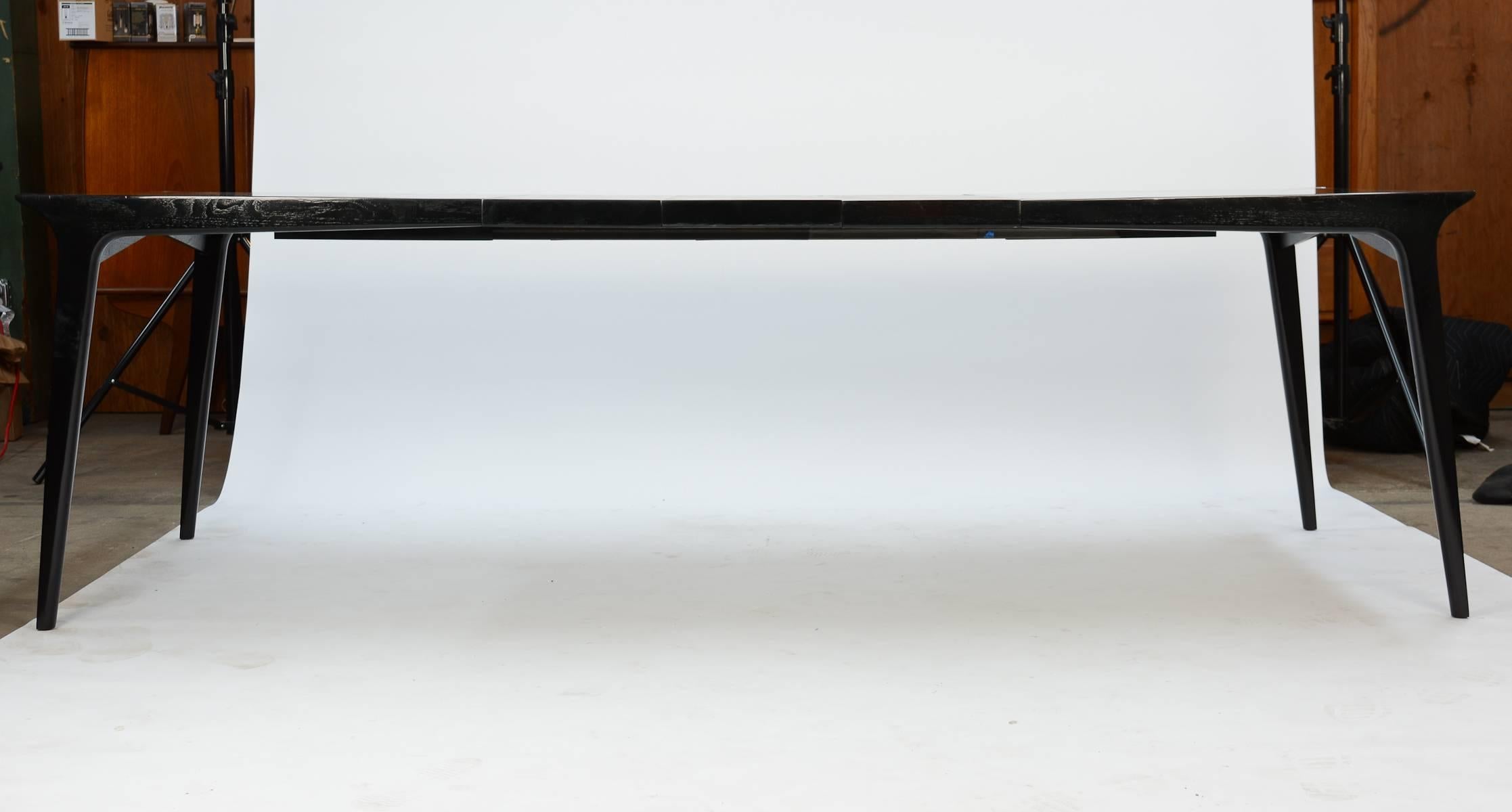 Mid-Century Modern John Van Koert Profile Dining Set for Drexel in Black Lacquer For Sale
