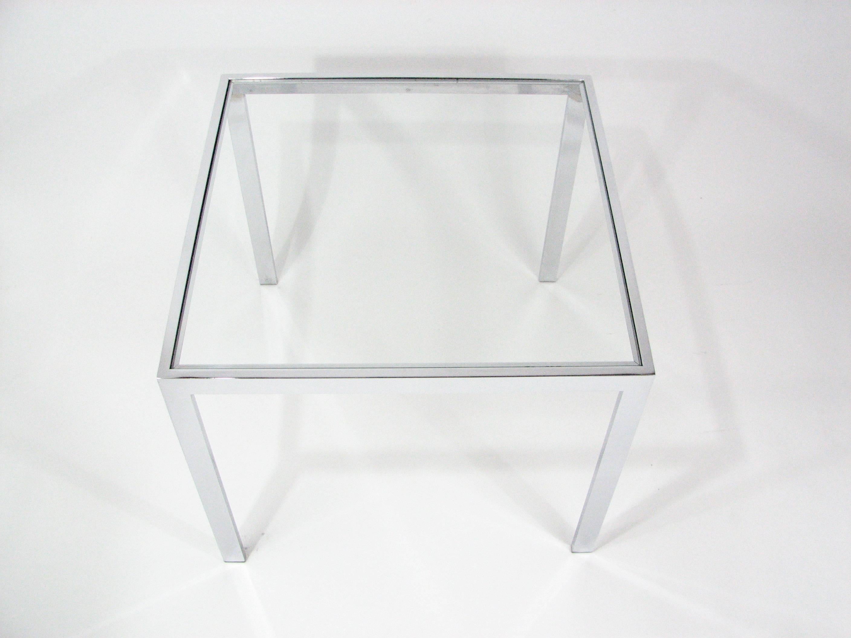 American Pair of Chrome and Glass End Tables by Milo Baughman For Sale