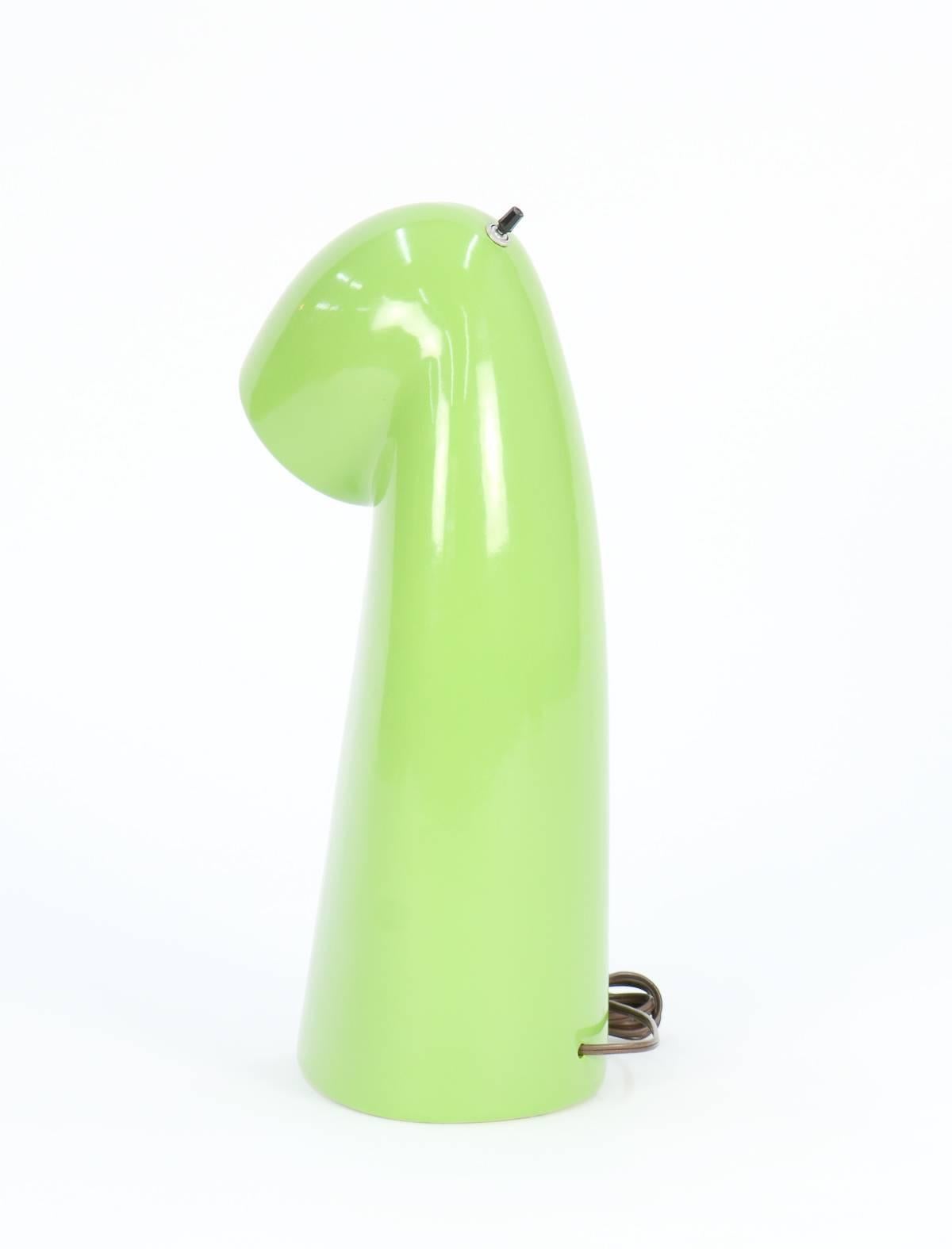 A playful green Space Age ceramic desk lamp. In a fab and rare mint green color.
