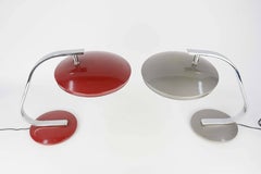 Pair of 1960s Fase of Spain Table Lamps in Red and Silver