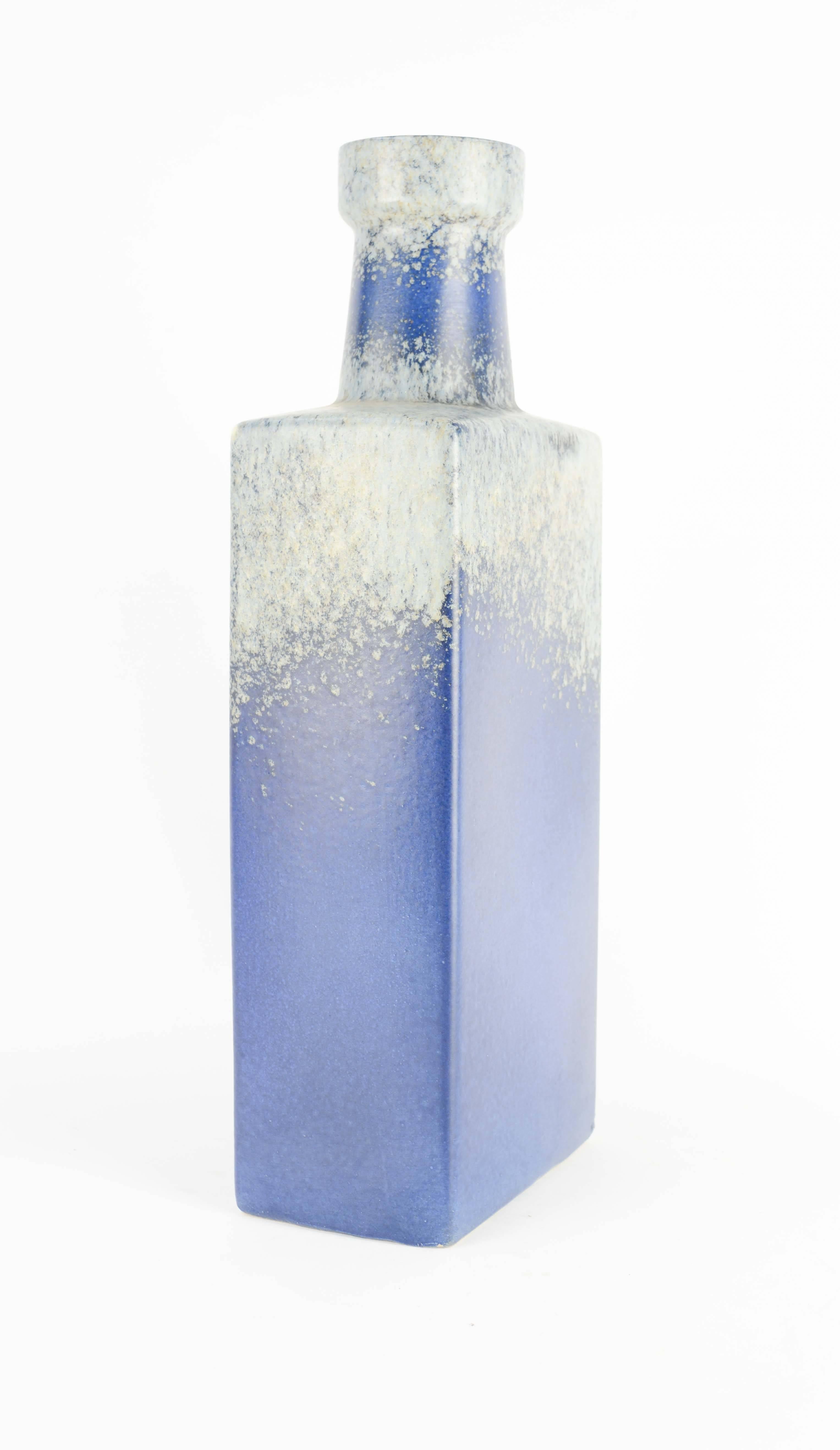 Mid-Century Modern Grand and Brilliant Blue Lava Glazed Vase by Scheurich Keramic of West Germany For Sale