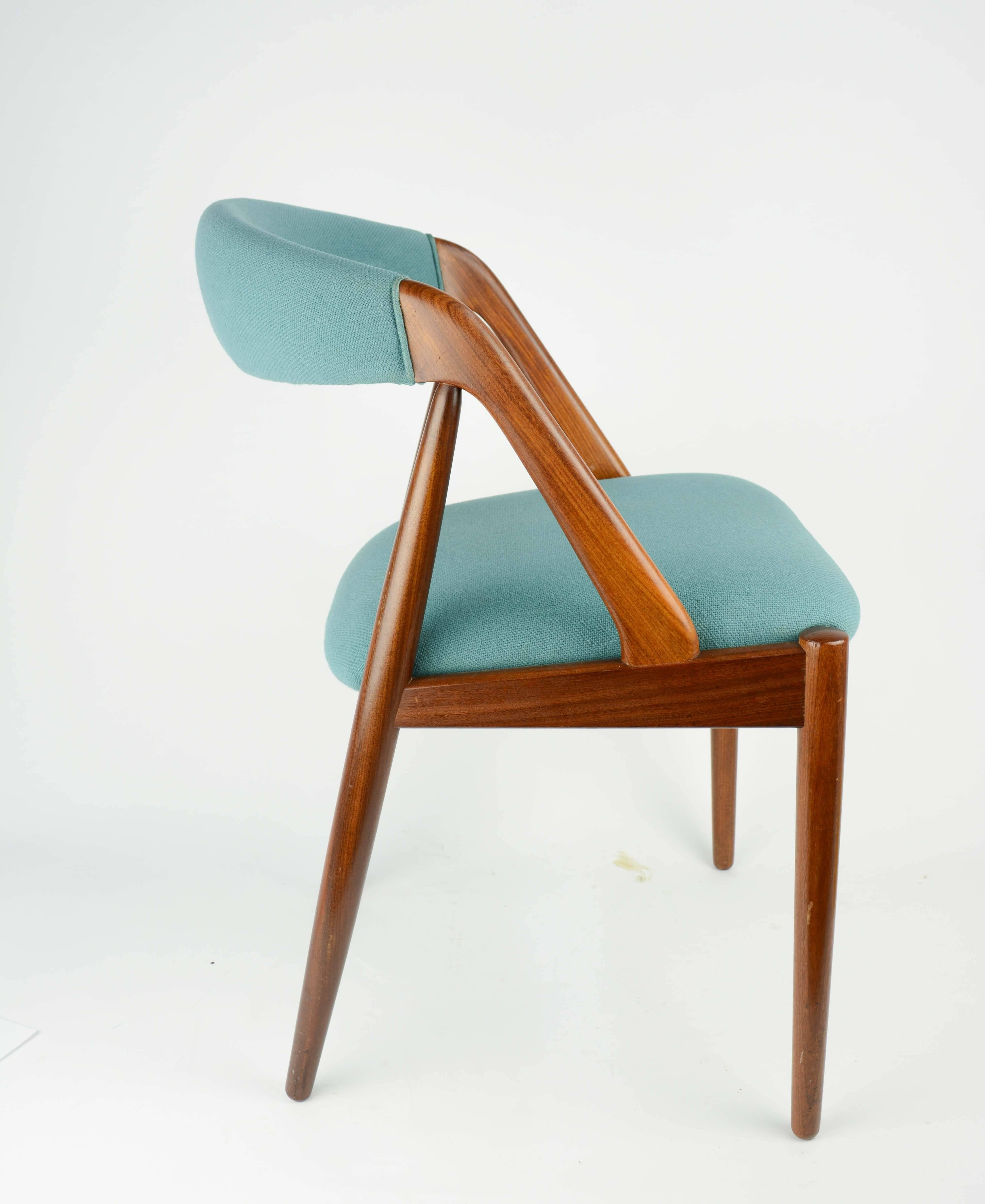 Scandinavian Modern Set of Six Kai Kristiansen Model 31 Dining Chair in Teak and Danish Wool