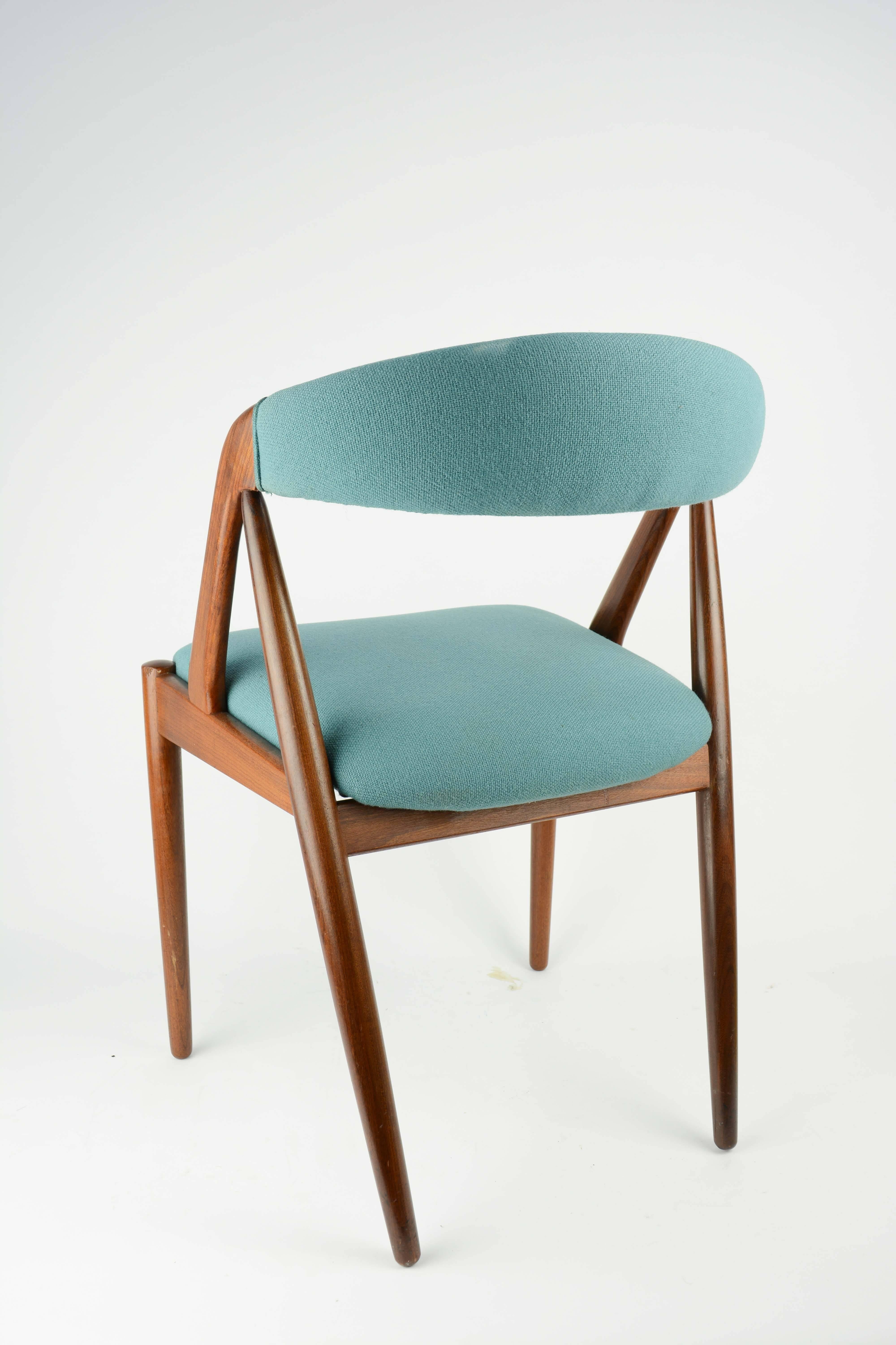 Mid-20th Century Set of Six Kai Kristiansen Model 31 Dining Chair in Teak and Danish Wool