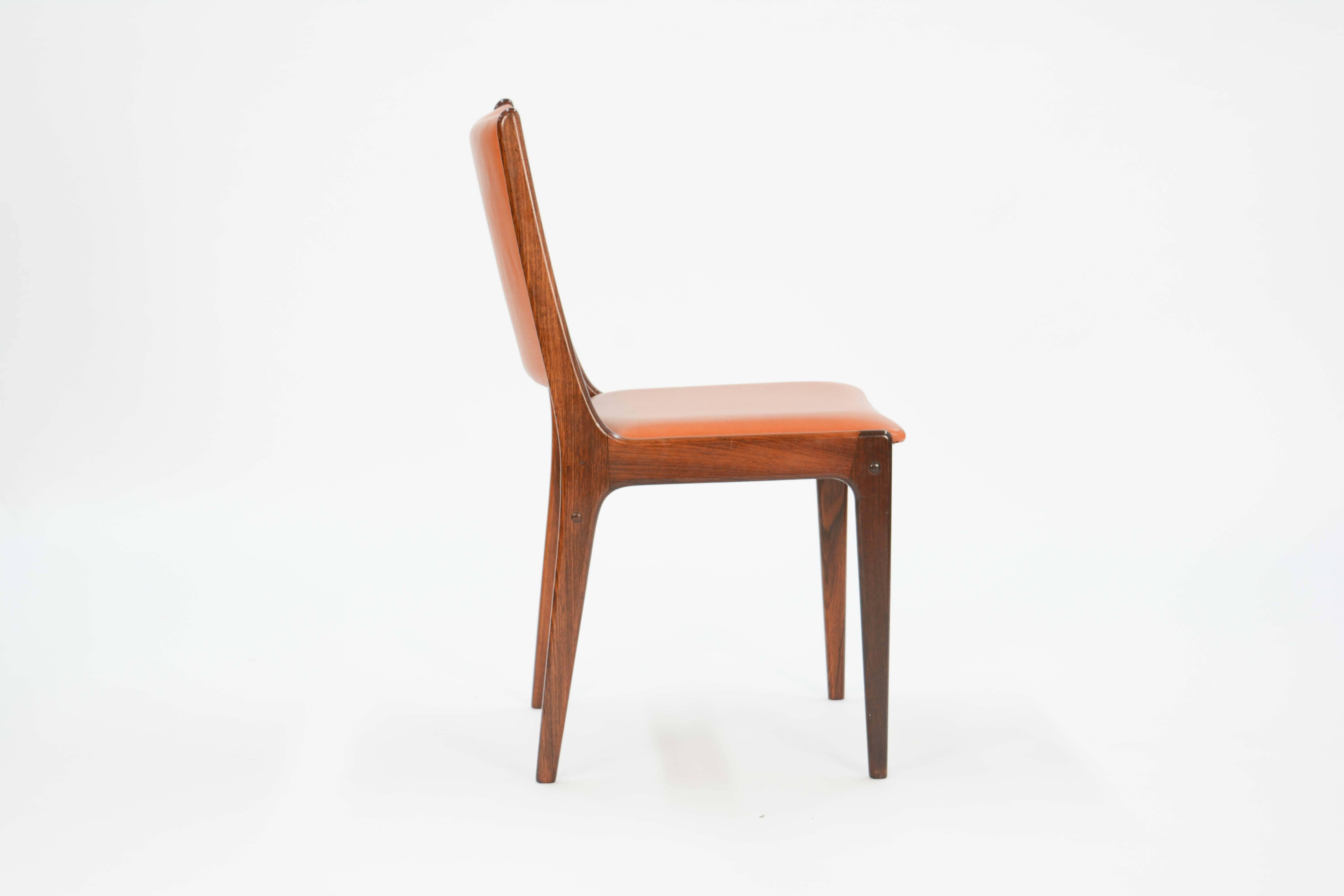 Scandinavian Modern Set of Four Rosewood Side Chairs by Johannes Andersen for Uldum M�øbelfabrik