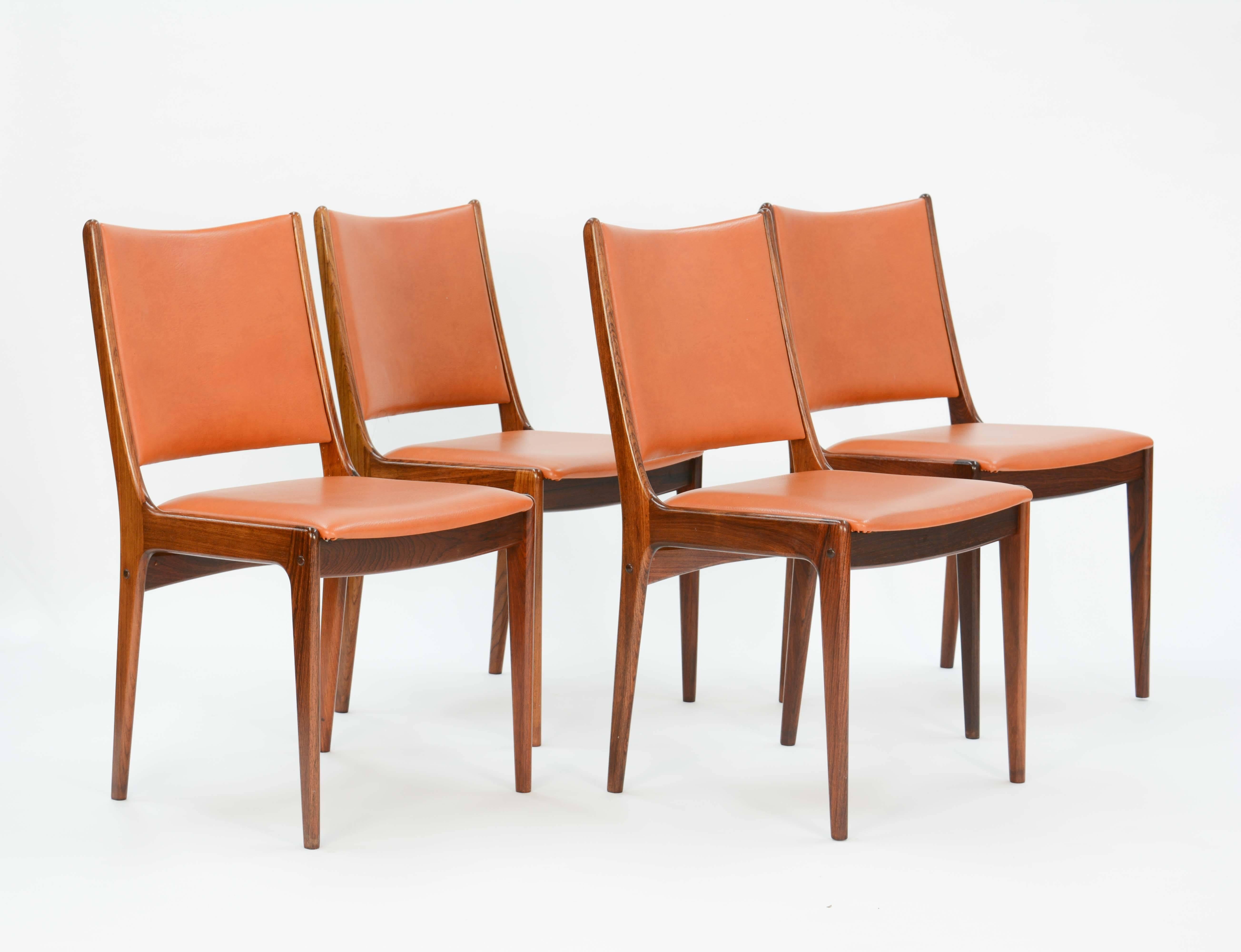 Mid-20th Century Set of Four Rosewood Side Chairs by Johannes Andersen for Uldum Møbelfabrik