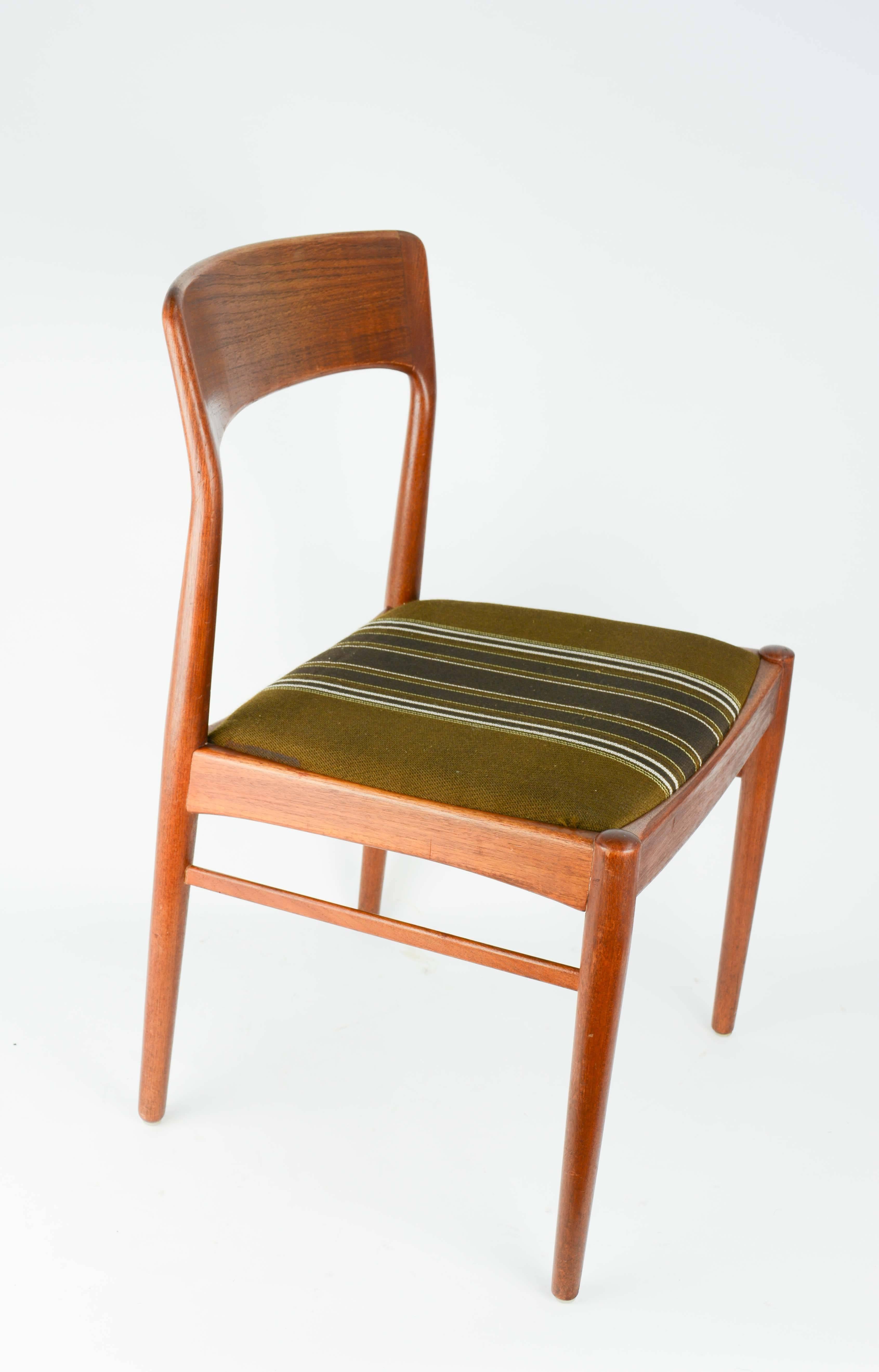 Mid-20th Century Set of Four Niels Otto Moller Dining Chairs in Teak and Danish Wool Seats
