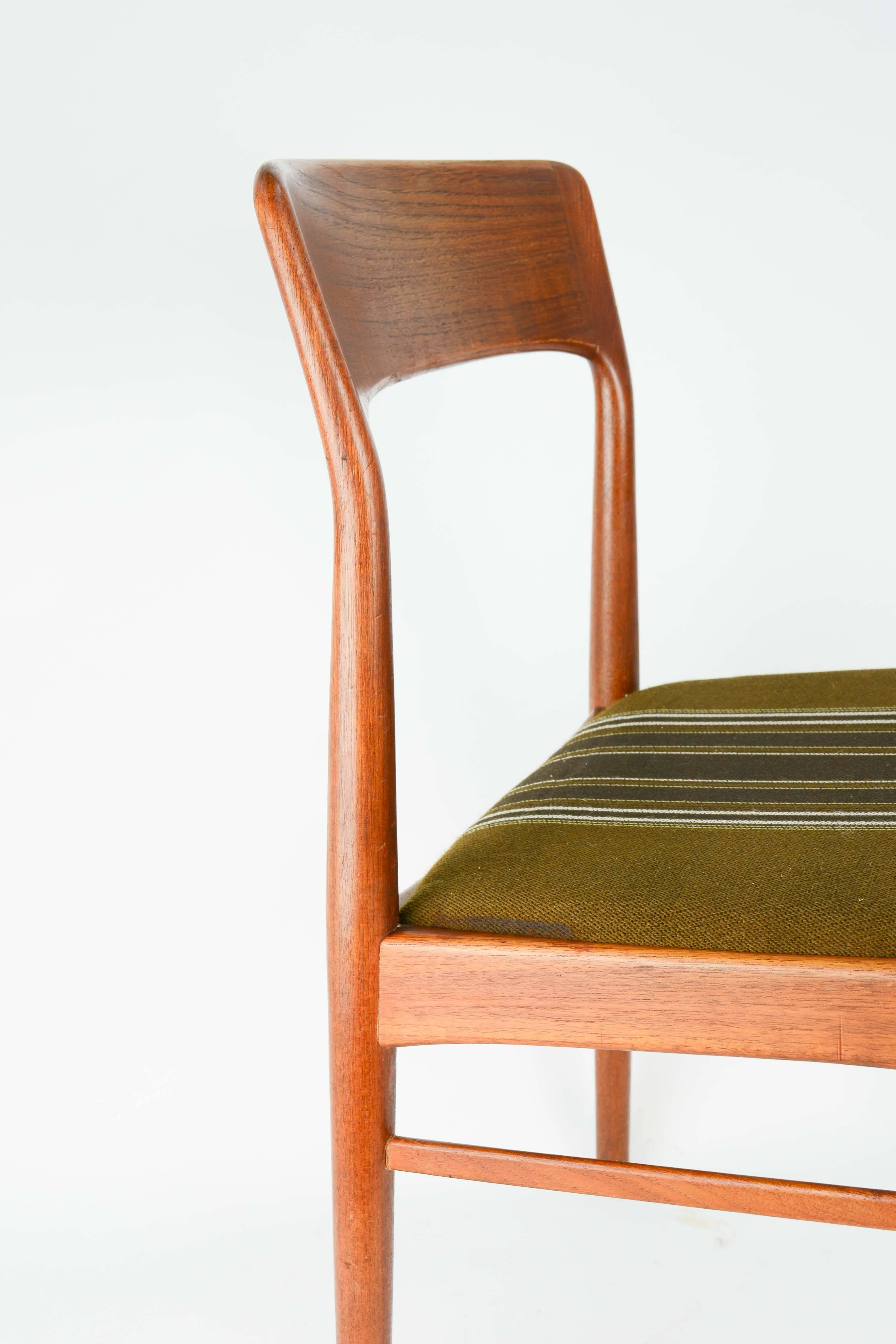 Set of Four Niels Otto Moller Dining Chairs in Teak and Danish Wool Seats 1