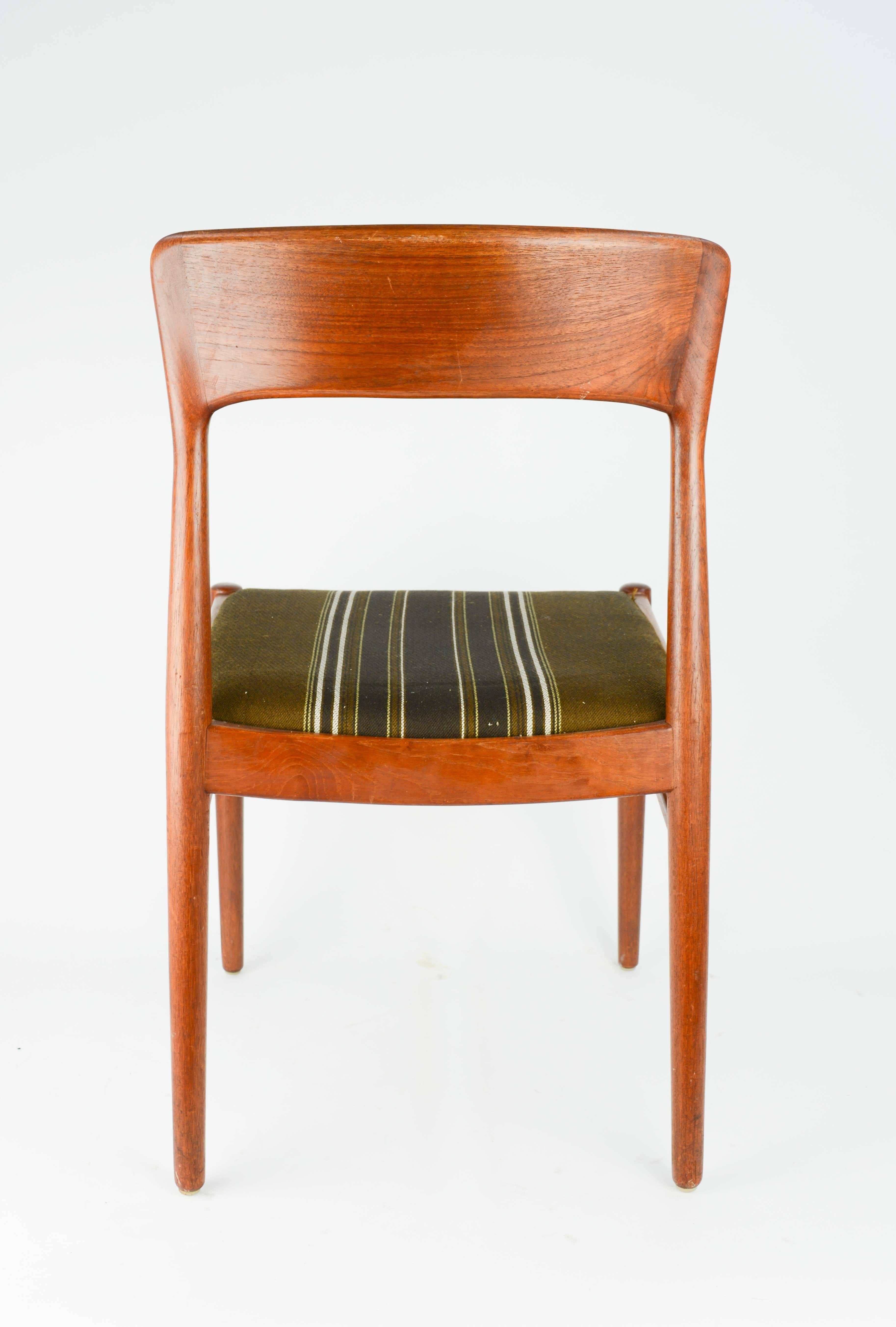 Set of Four Niels Otto Moller Dining Chairs in Teak and Danish Wool Seats 2