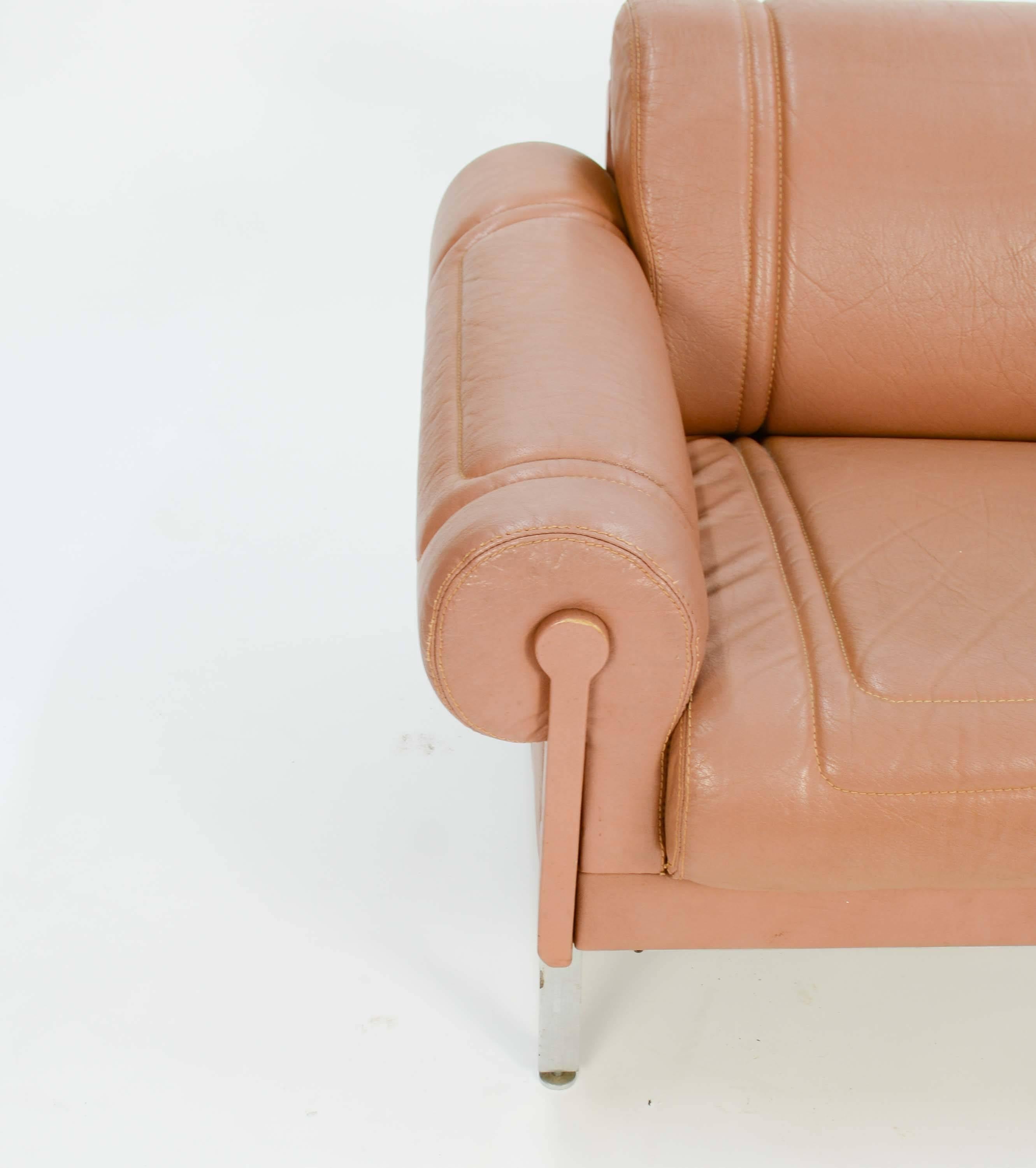 Maison Jansen  Club Chairs in Distressed Danish Buffalo Leather 4