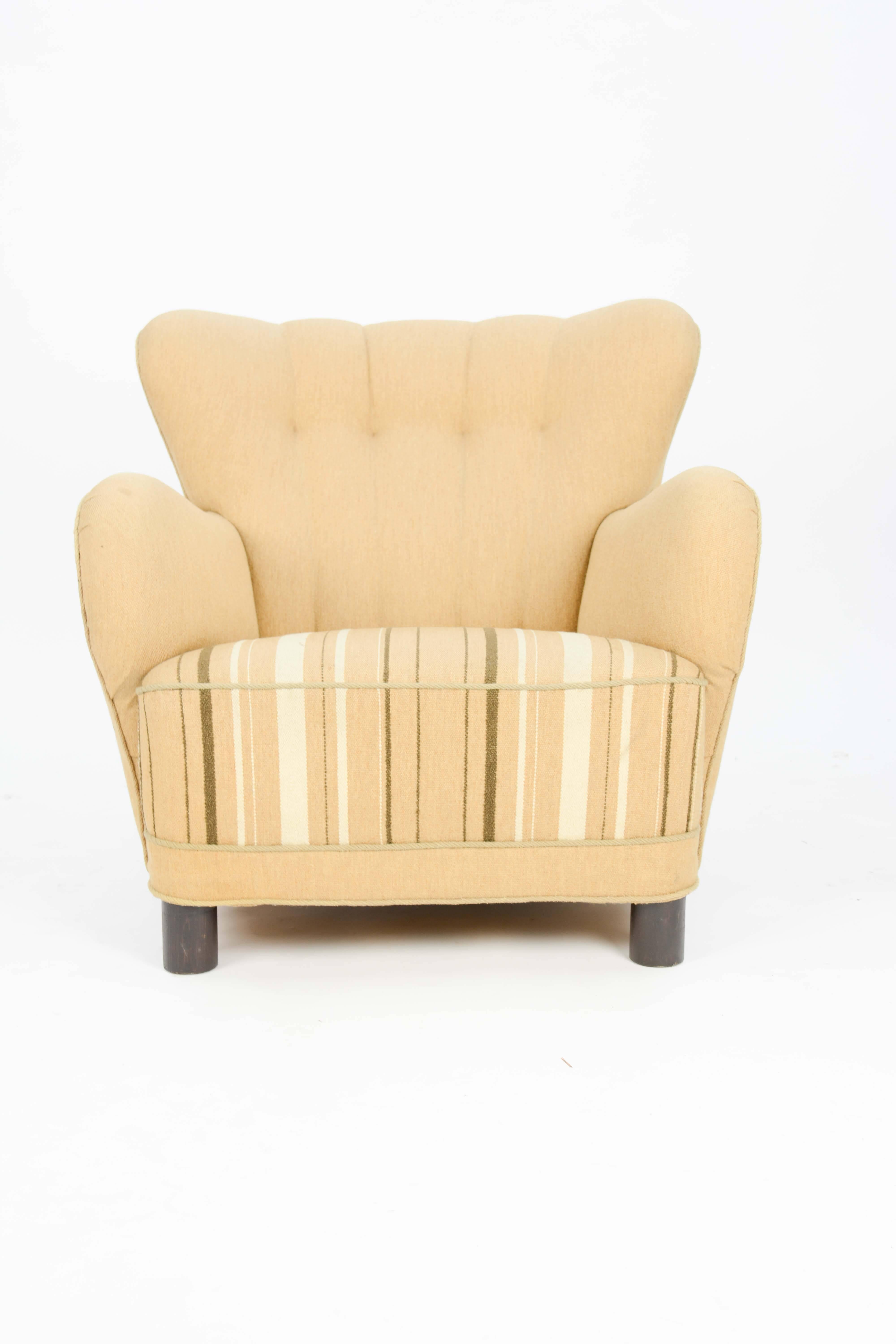 A 1940s, Danish club chair after Flemming Lassen in Burlap.