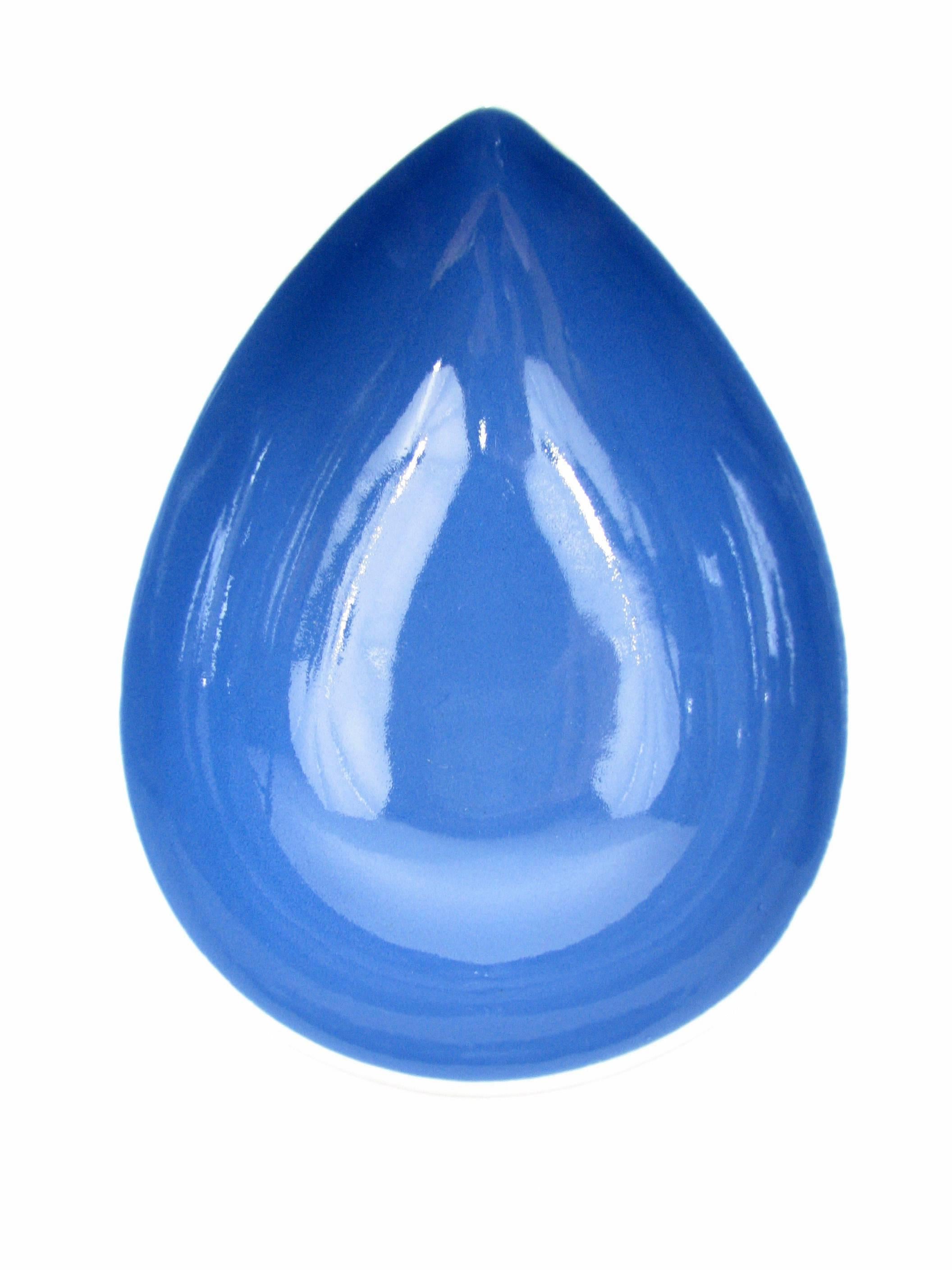 Mid-Century Modern Pristine Blue Teardrop Bowl by Stig Lindberg for Gustavsberg